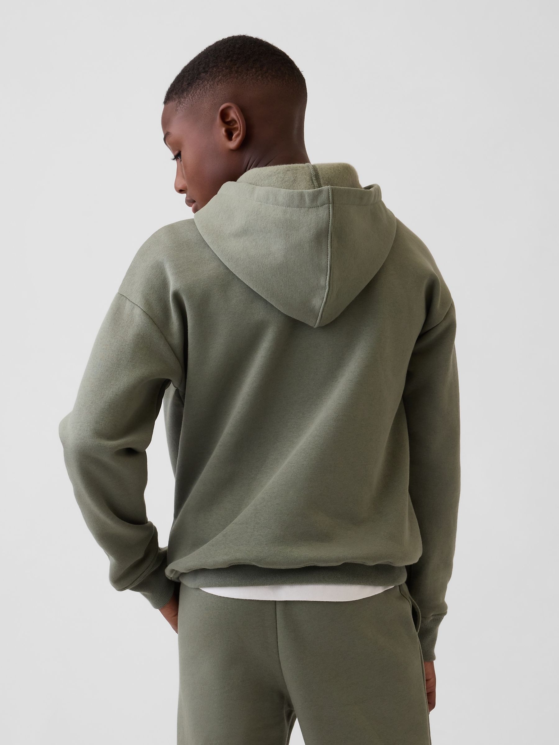 Khaki Green Relaxed Logo Hoodie - Image 2 of 4