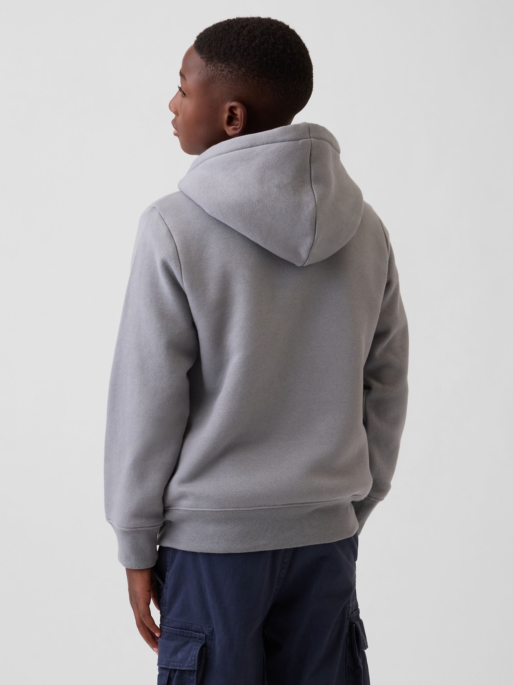 Grey Sherpa-Lined Zip-Up Hoodie - Image 2 of 4