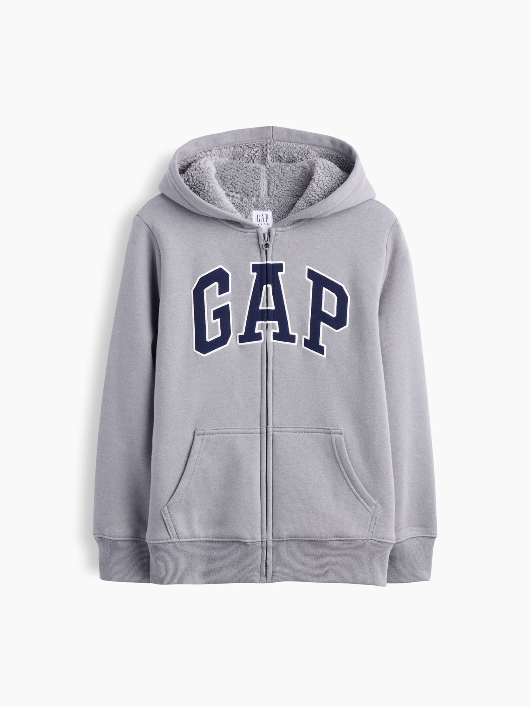 Grey Sherpa-Lined Zip-Up Hoodie - Image 4 of 4