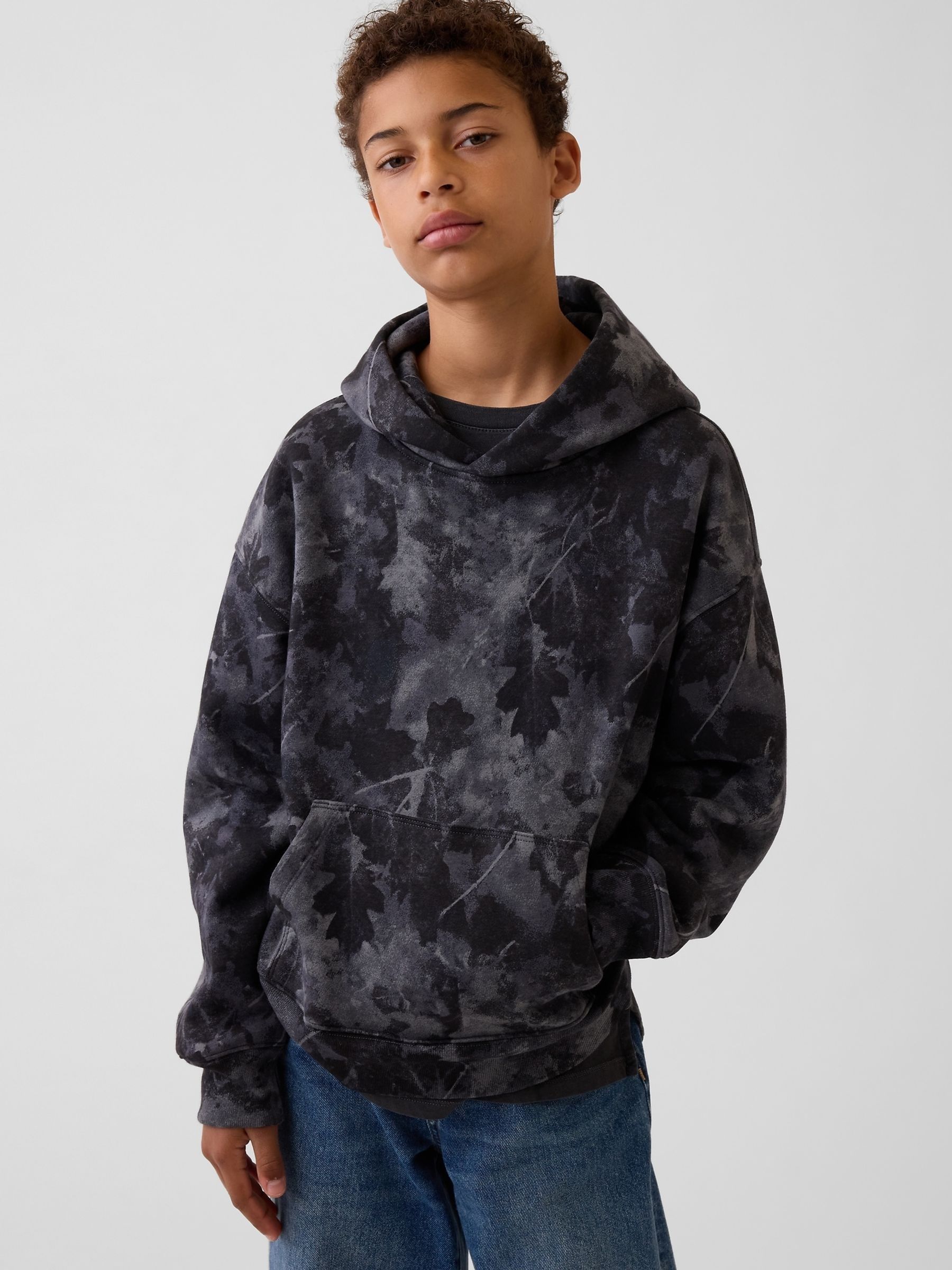 Black Camo Vintage Soft Relaxed Hoodie - Image 1 of 4