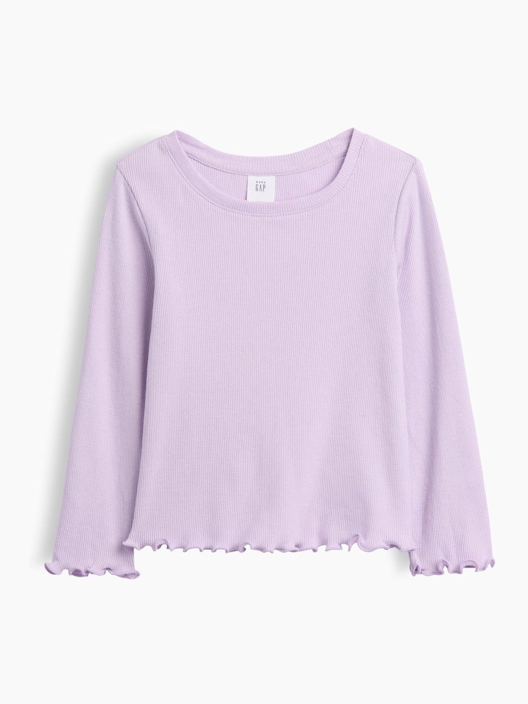 Purple Ribbed Crew Neck Long Sleeve T-Shirt - Image 1 of 3