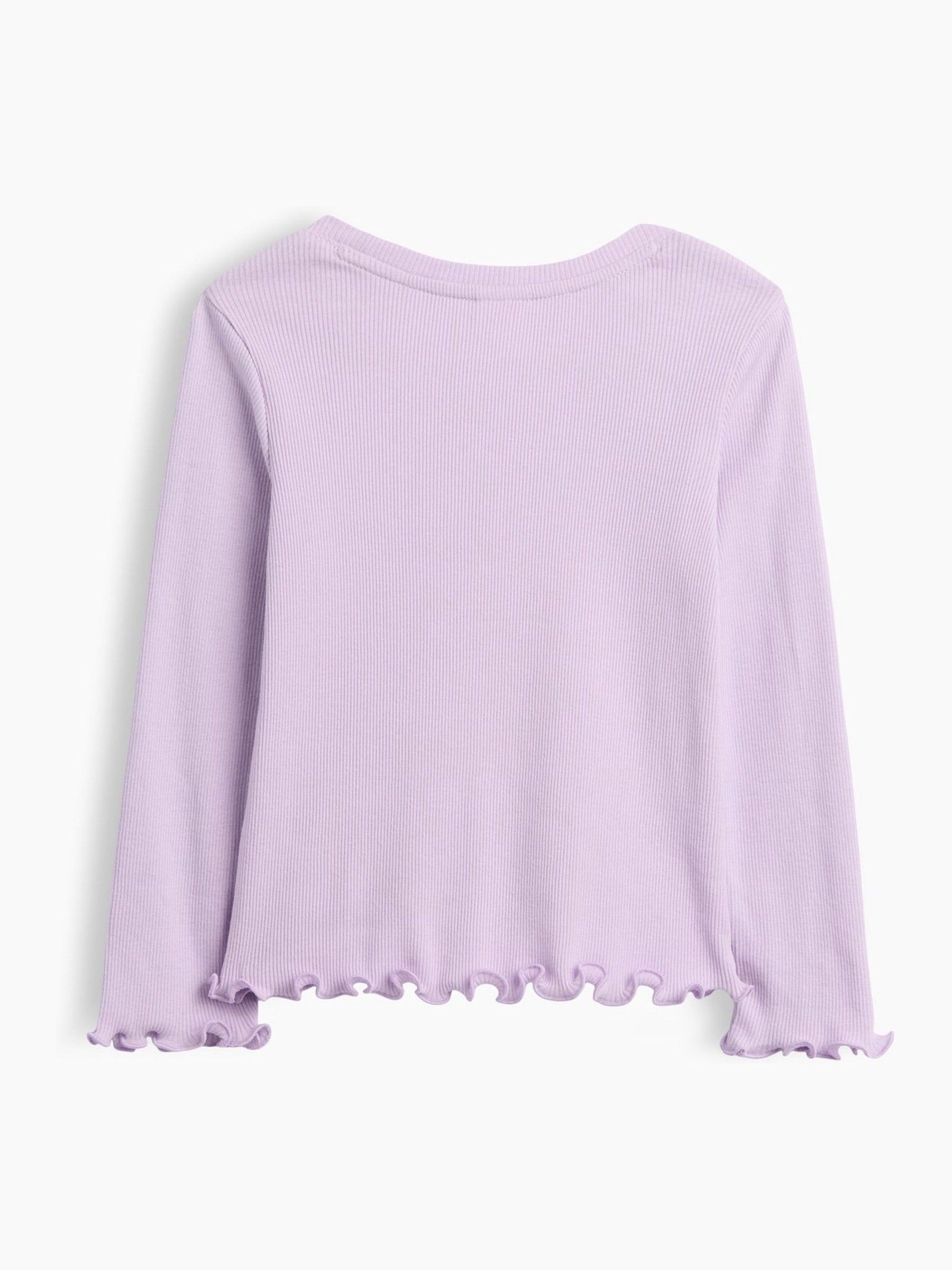 Purple Ribbed Crew Neck Long Sleeve T-Shirt - Image 2 of 3