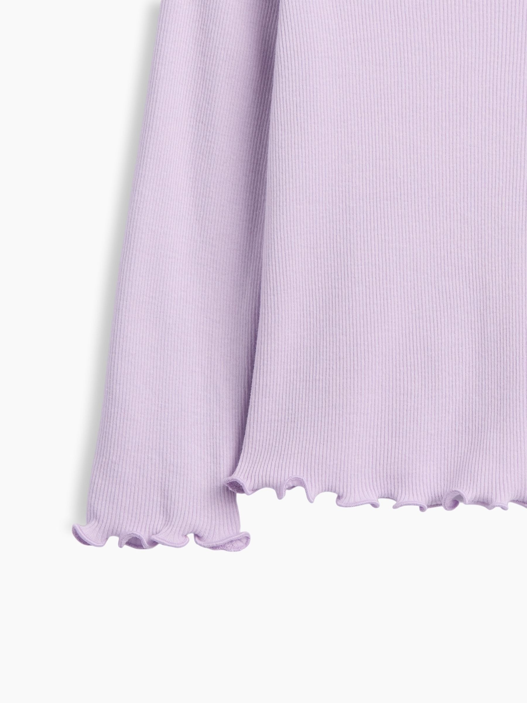 Purple Ribbed Crew Neck Long Sleeve T-Shirt - Image 3 of 3