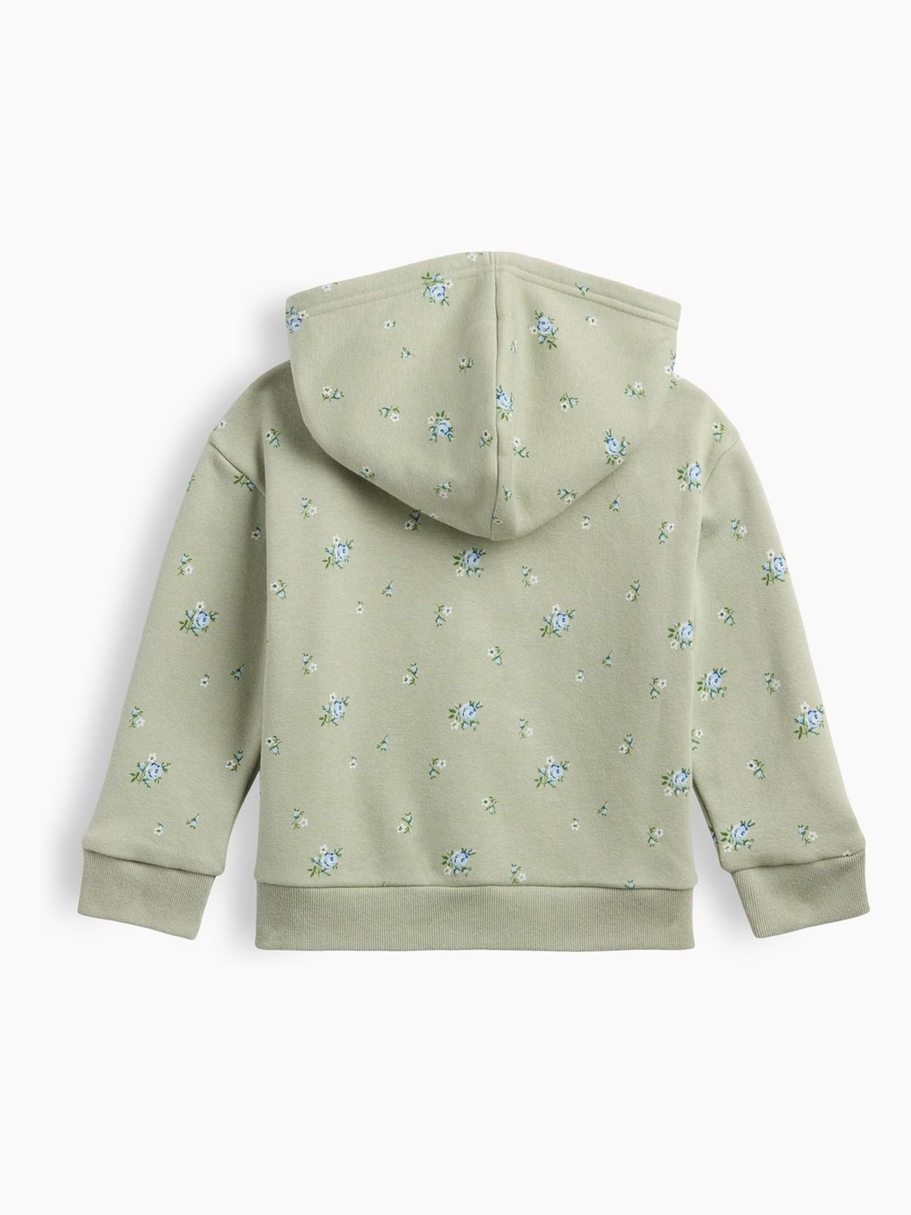 Green Floral Vintage Soft Zip-Up Hoodie - Image 2 of 3
