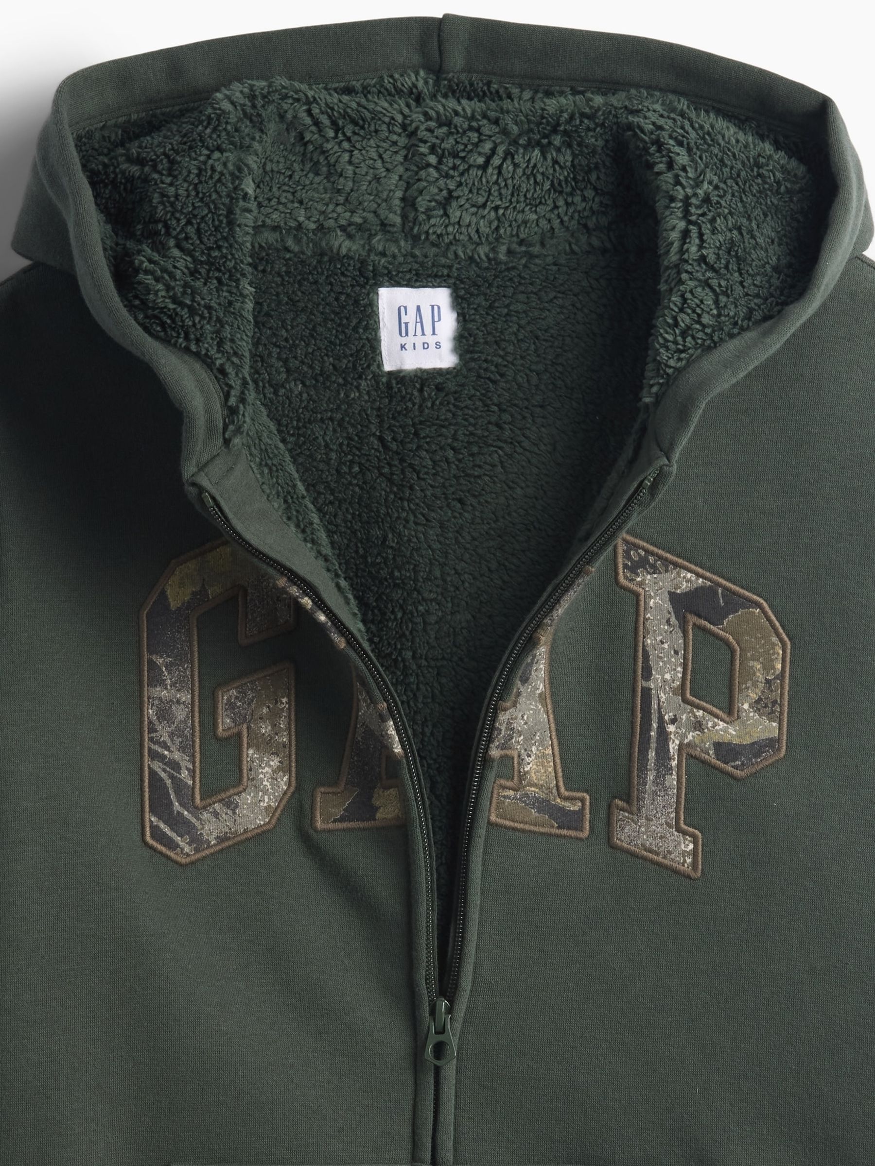 Green Camo Sherpa-Lined Zip-Up Hoodie - Image 2 of 2