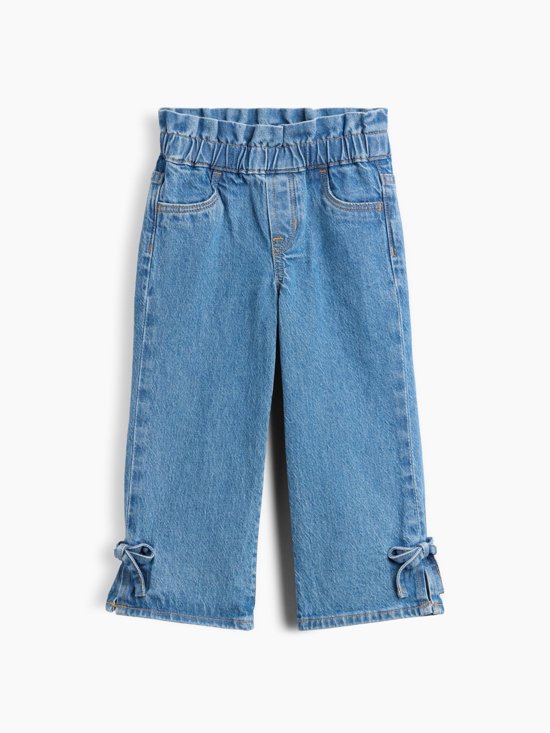 Blue Medium Wash Bow Split-Hem Stride Jeans - Image 2 of 3