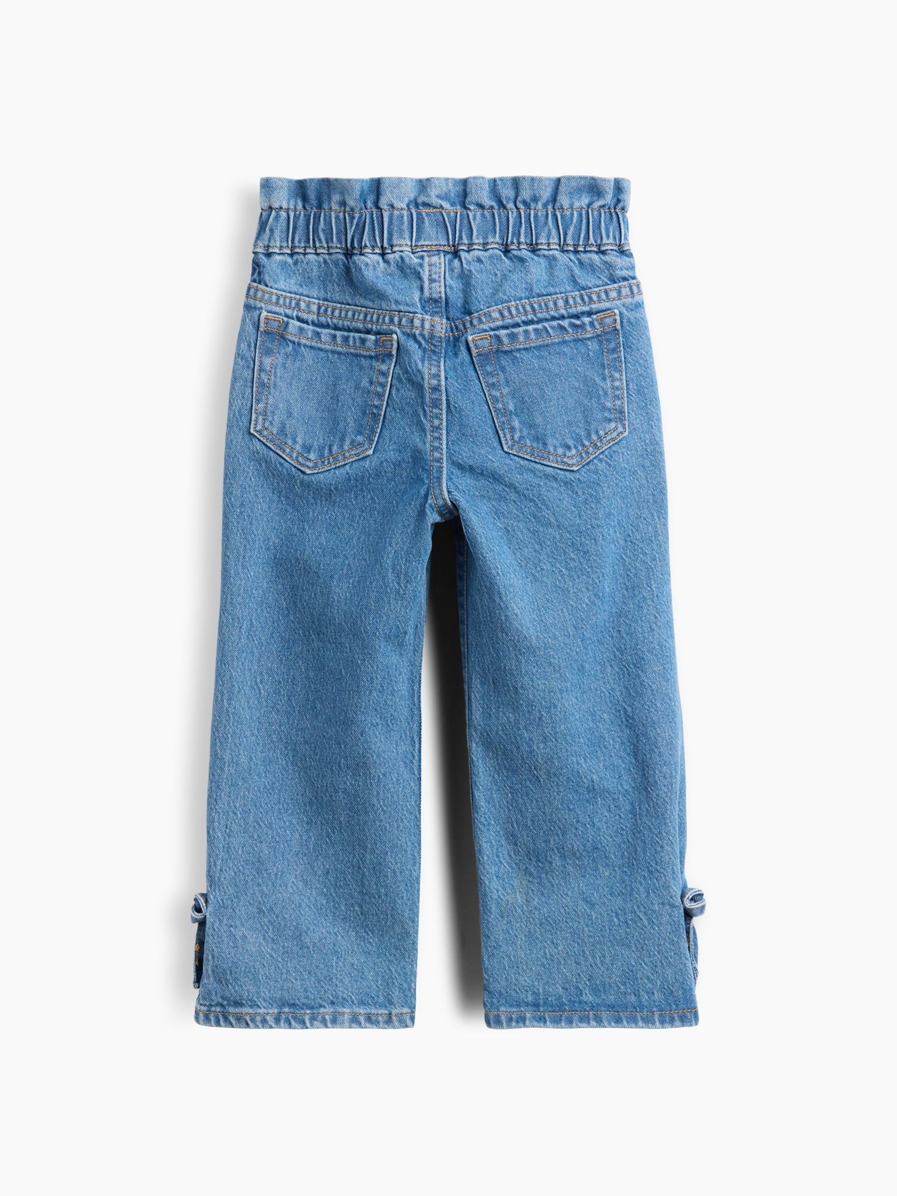 Blue Medium Wash Bow Split-Hem Stride Jeans - Image 3 of 3