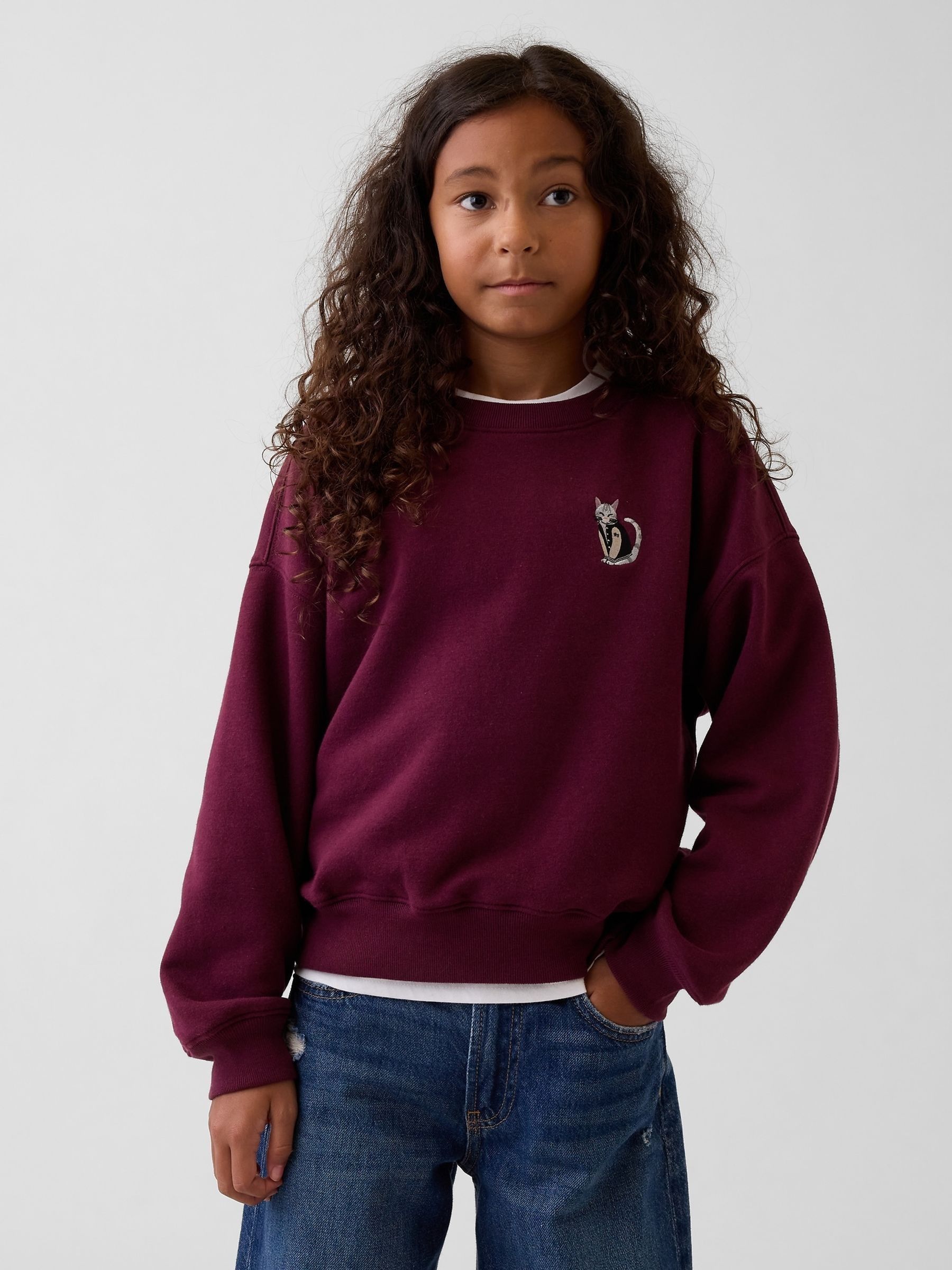 Burgundy Cat Vintage Soft Wedge Sweatshirt - Image 1 of 5 Burgundy Cat Vintage Soft Wedge Sweatshirt - Image 1 of 5