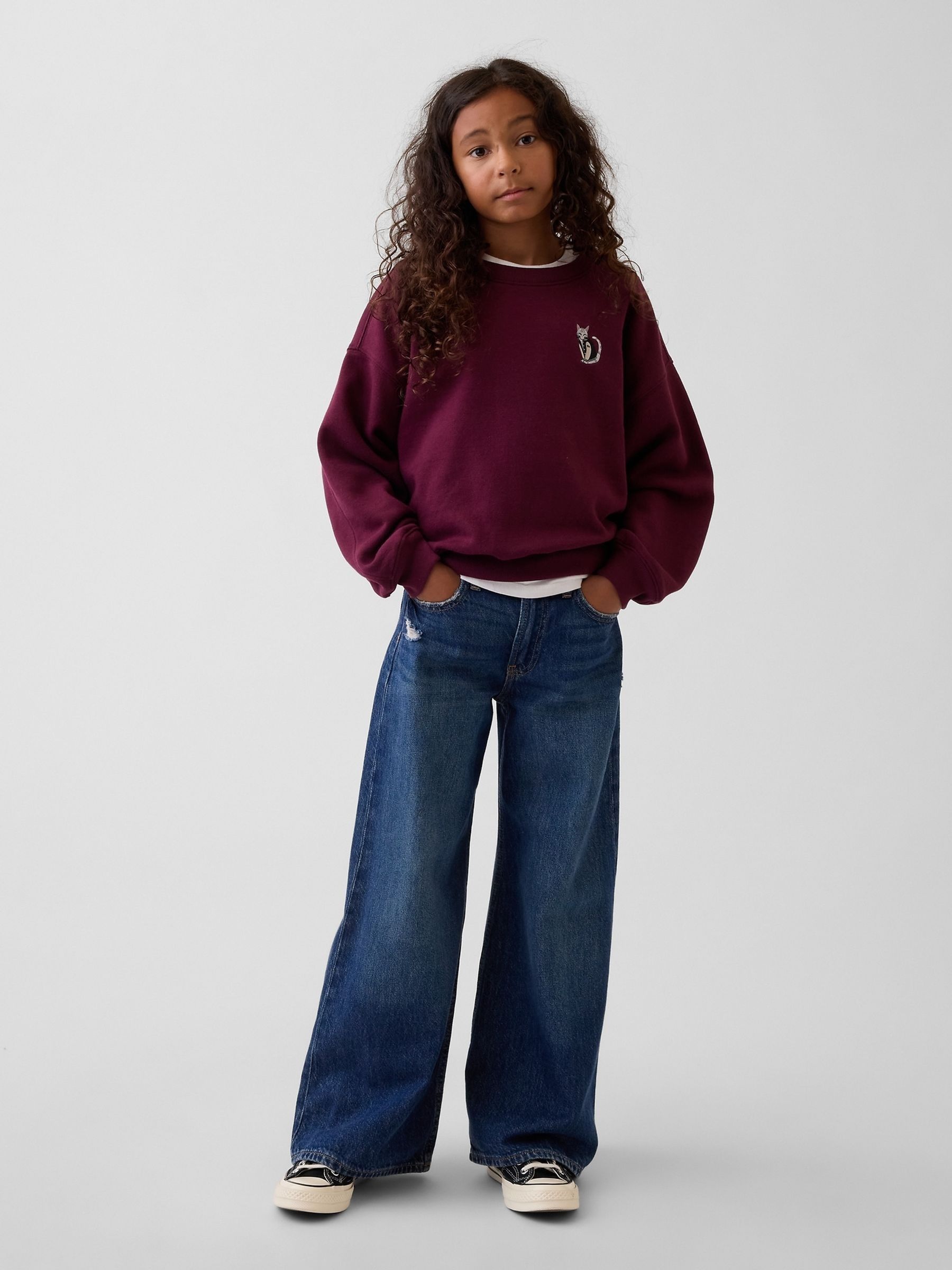 Burgundy Cat Vintage Soft Wedge Sweatshirt - Image 3 of 5