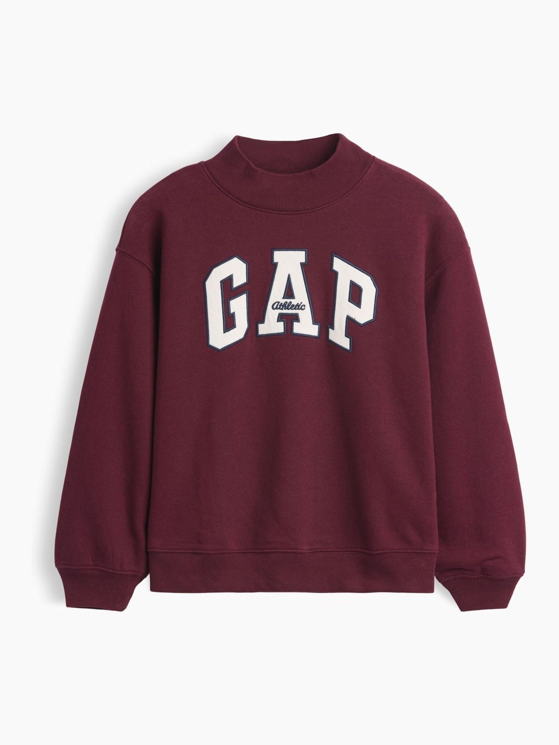 Burgundy Red VintageSoft Oversized Mock Neck Logo Sweatshirt - Image 1 of 2