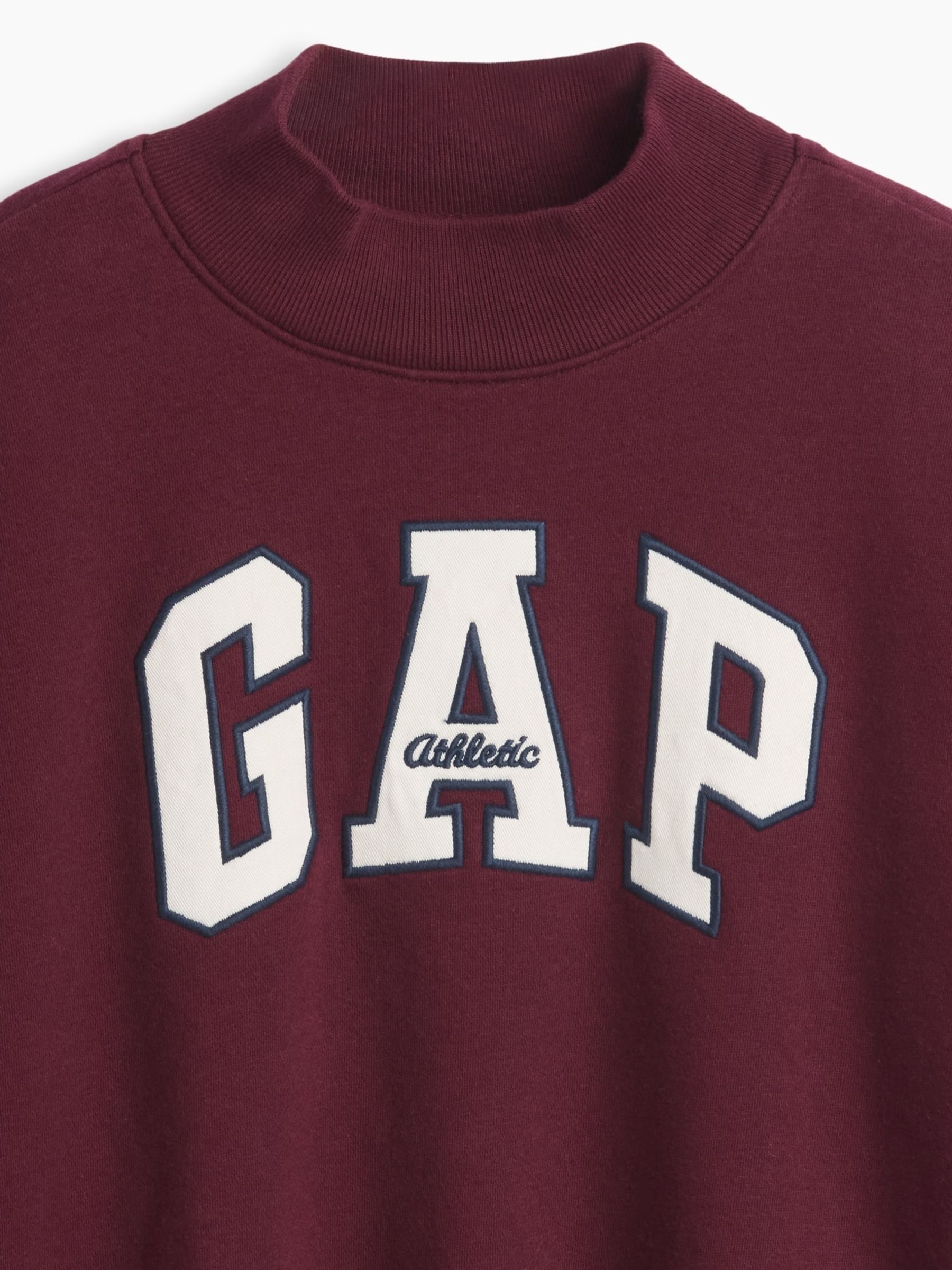 Burgundy Red VintageSoft Oversized Mock Neck Logo Sweatshirt - Image 2 of 2 Burgundy Red VintageSoft Oversized Mock Neck Logo Sweatshirt - Image 2 of 2