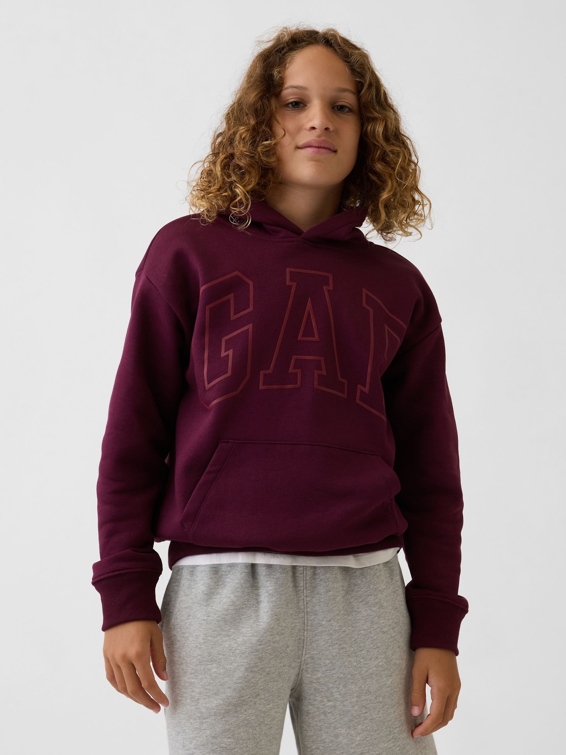 Burgundy Relaxed Logo Hoodie - Image 1 of 5