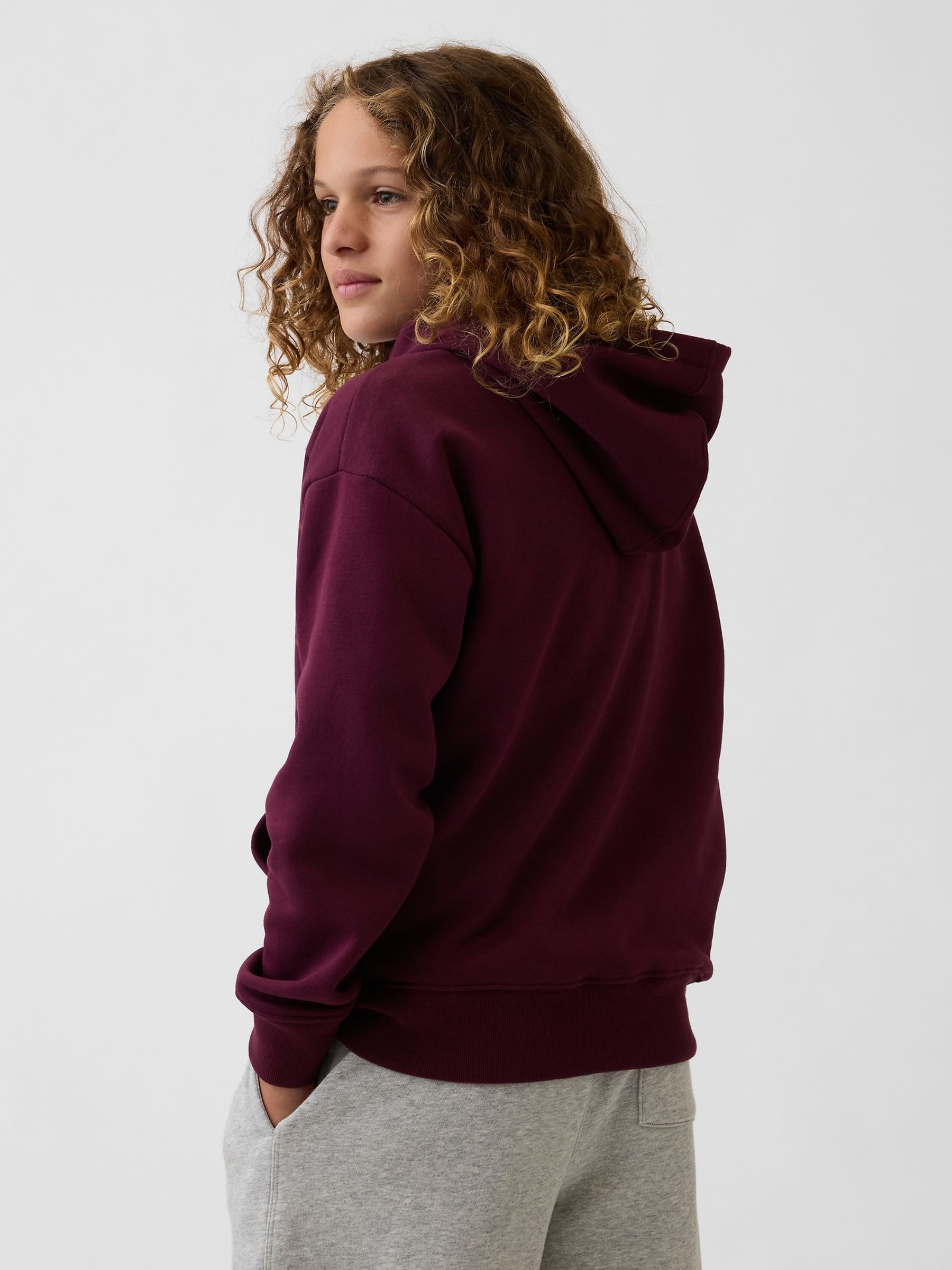 Burgundy Relaxed Logo Hoodie - Image 2 of 5