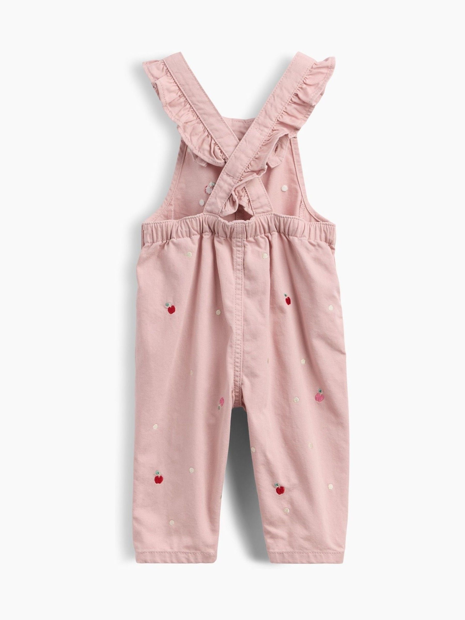 Pink Embroidered Apple Ruffle Dunagrees - Image 2 of 3