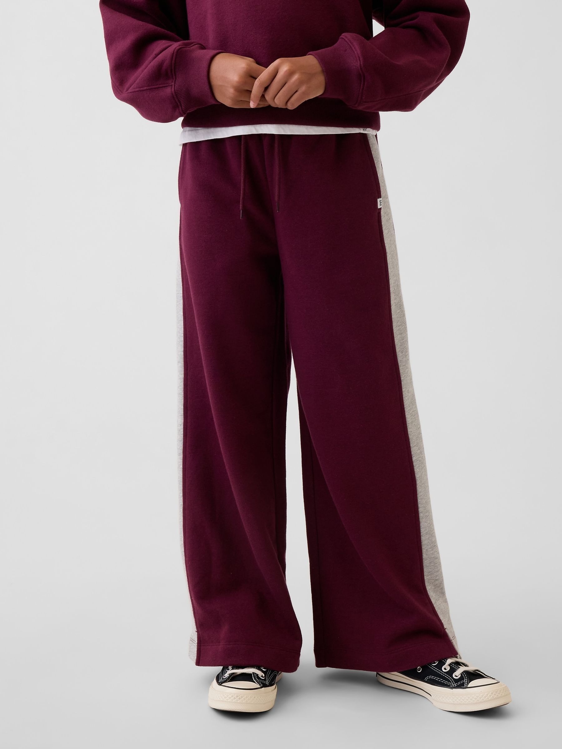 Burgundy/Grey VintageSoft Baggy Varsity Joggers - Image 1 of 3