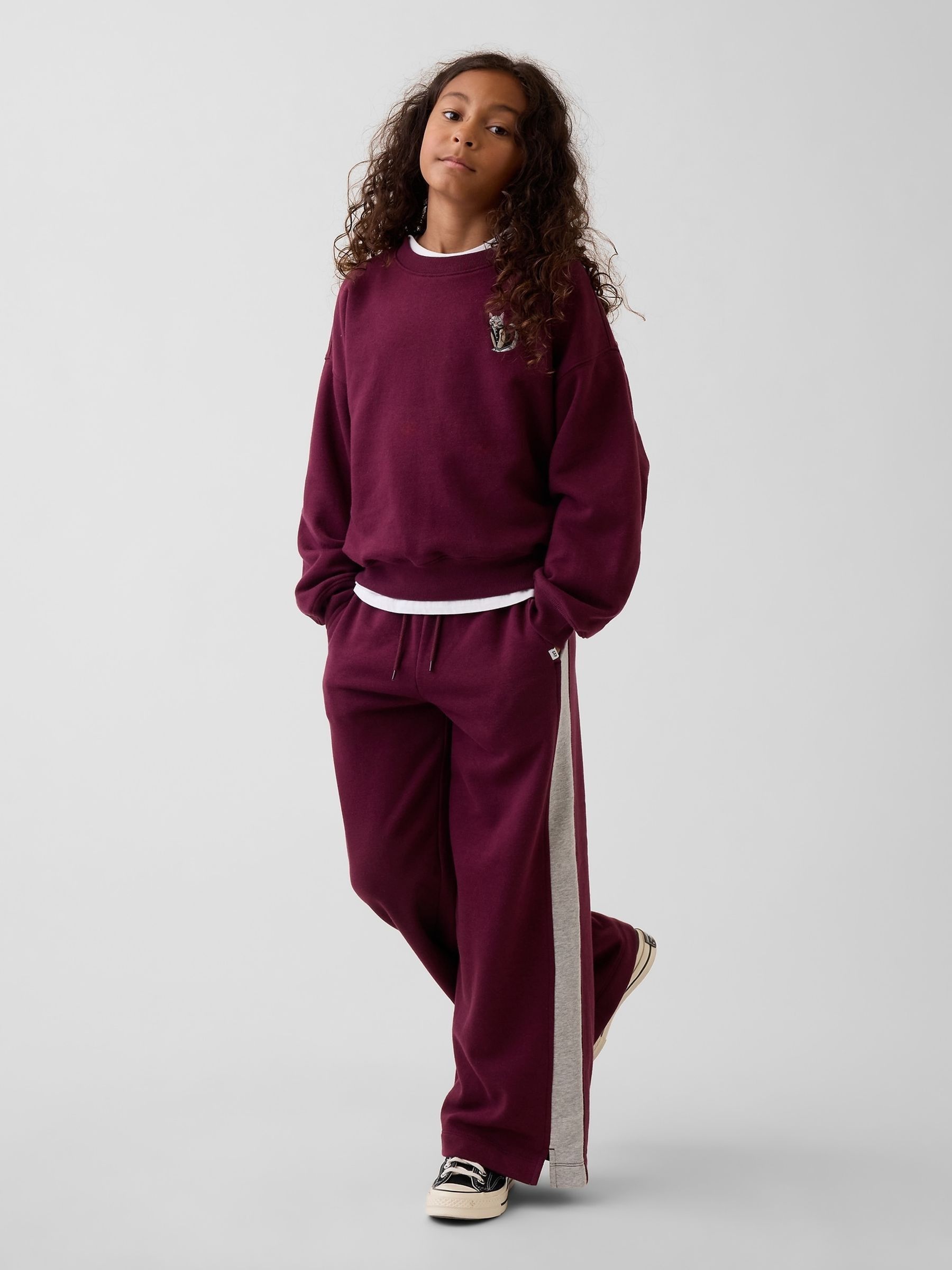 Burgundy/Grey VintageSoft Baggy Varsity Joggers - Image 3 of 3