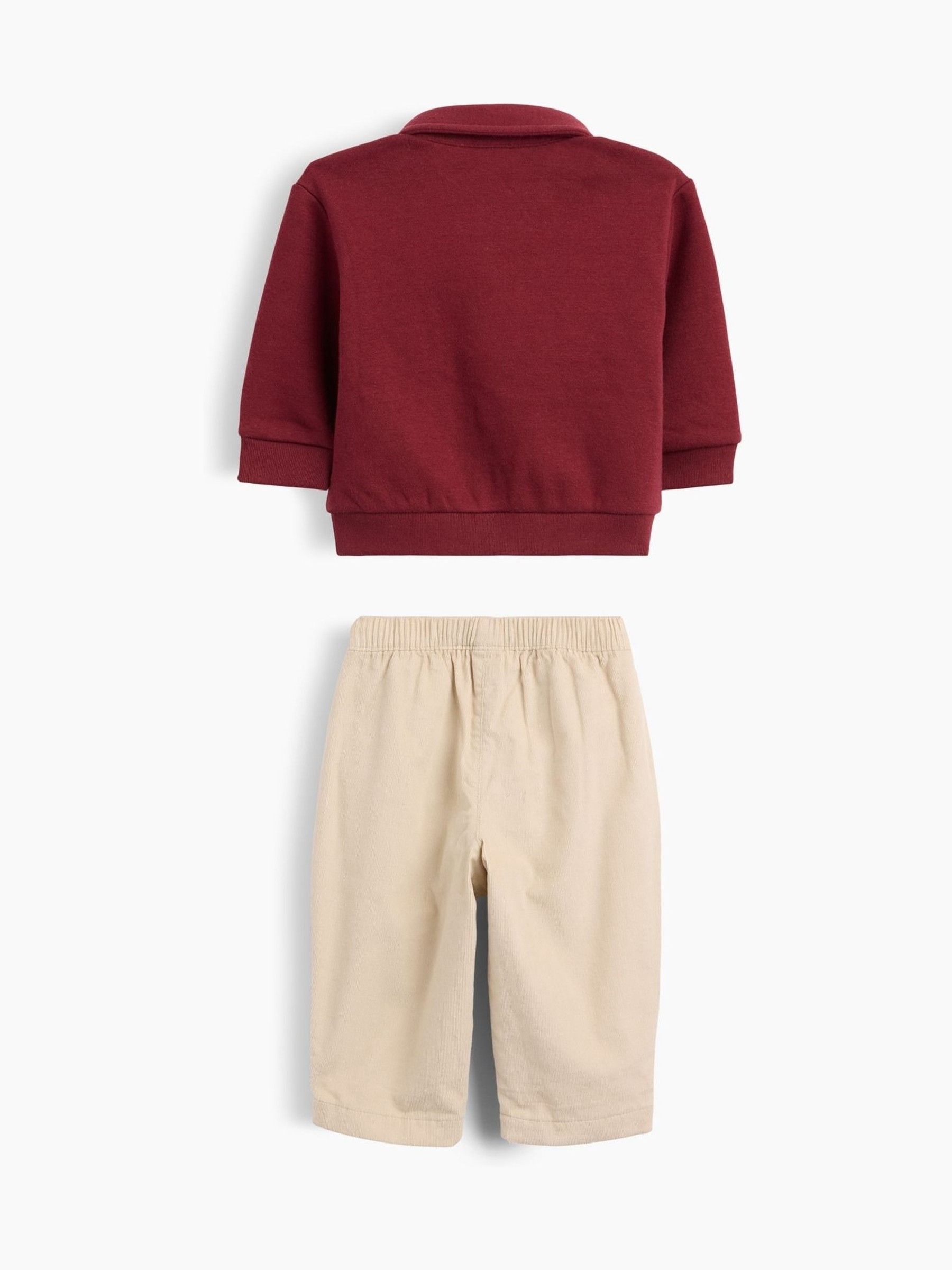 Burgundy/Beige VintageSoft Polo Outfit Set - Image 2 of 3