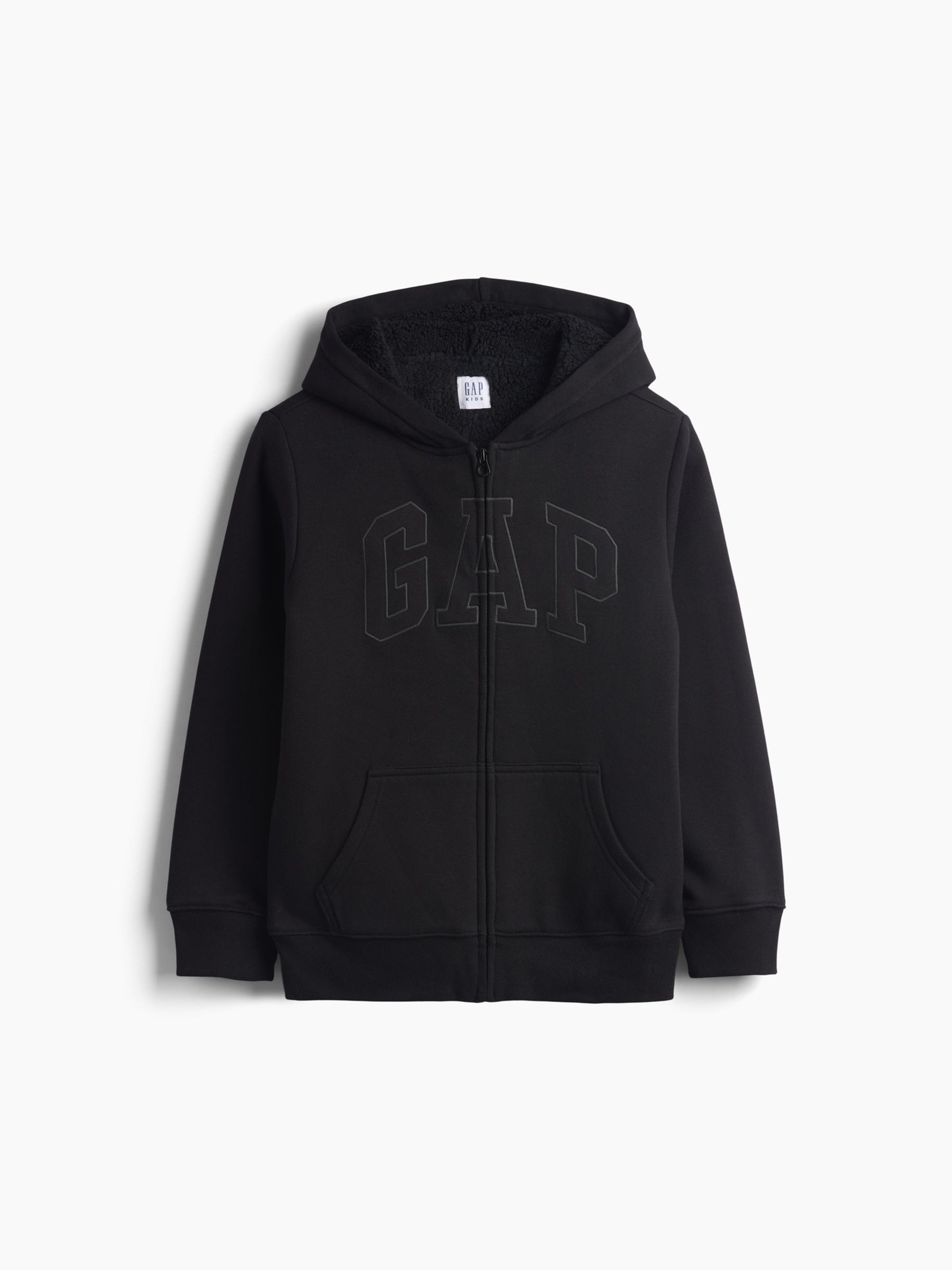 Black Sherpa-Lined Zip-Up Hoodie - Image 1 of 2