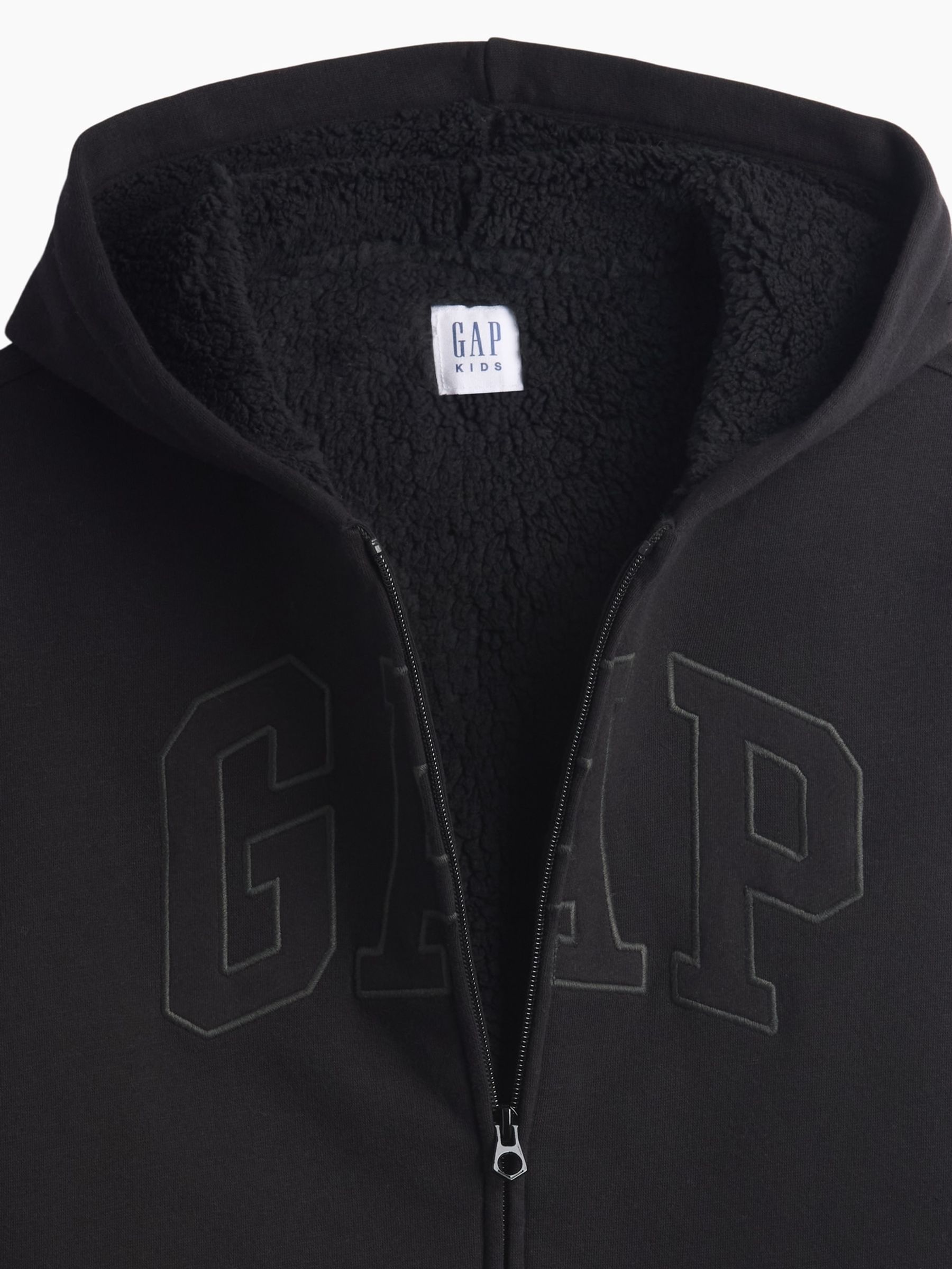 Black Sherpa-Lined Zip-Up Hoodie - Image 2 of 2