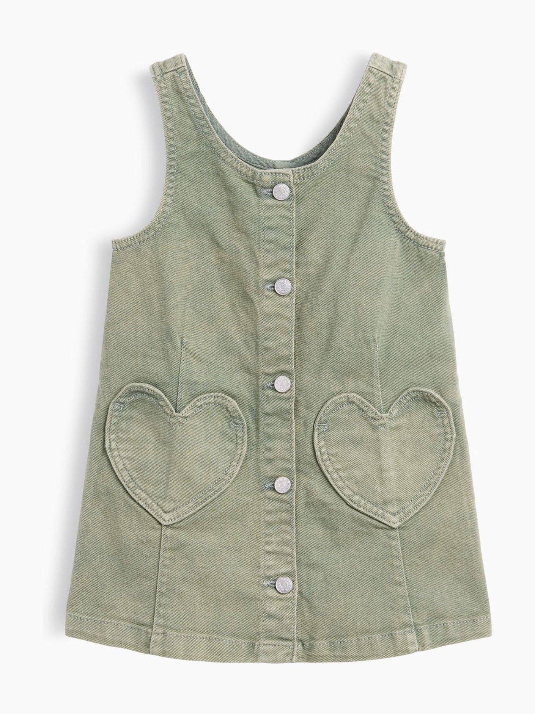 Green Denim Heart Pocket Shift Dress - Image 2 of 3