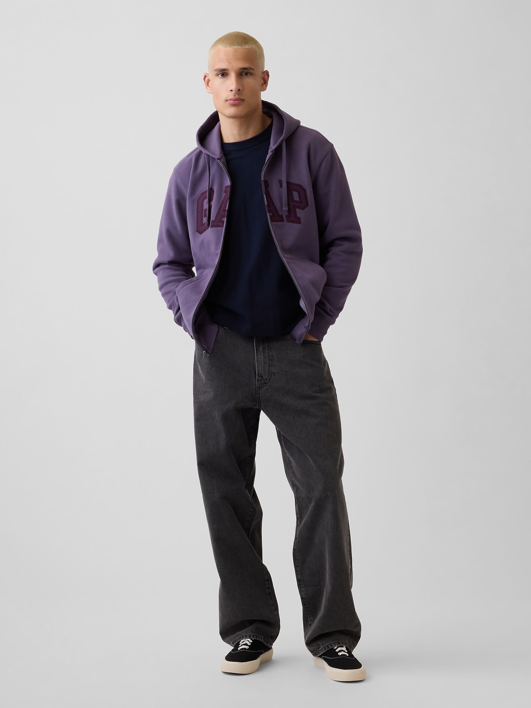 Purple Vintage Soft Arch Logo Zip Hoodie - Image 3 of 4