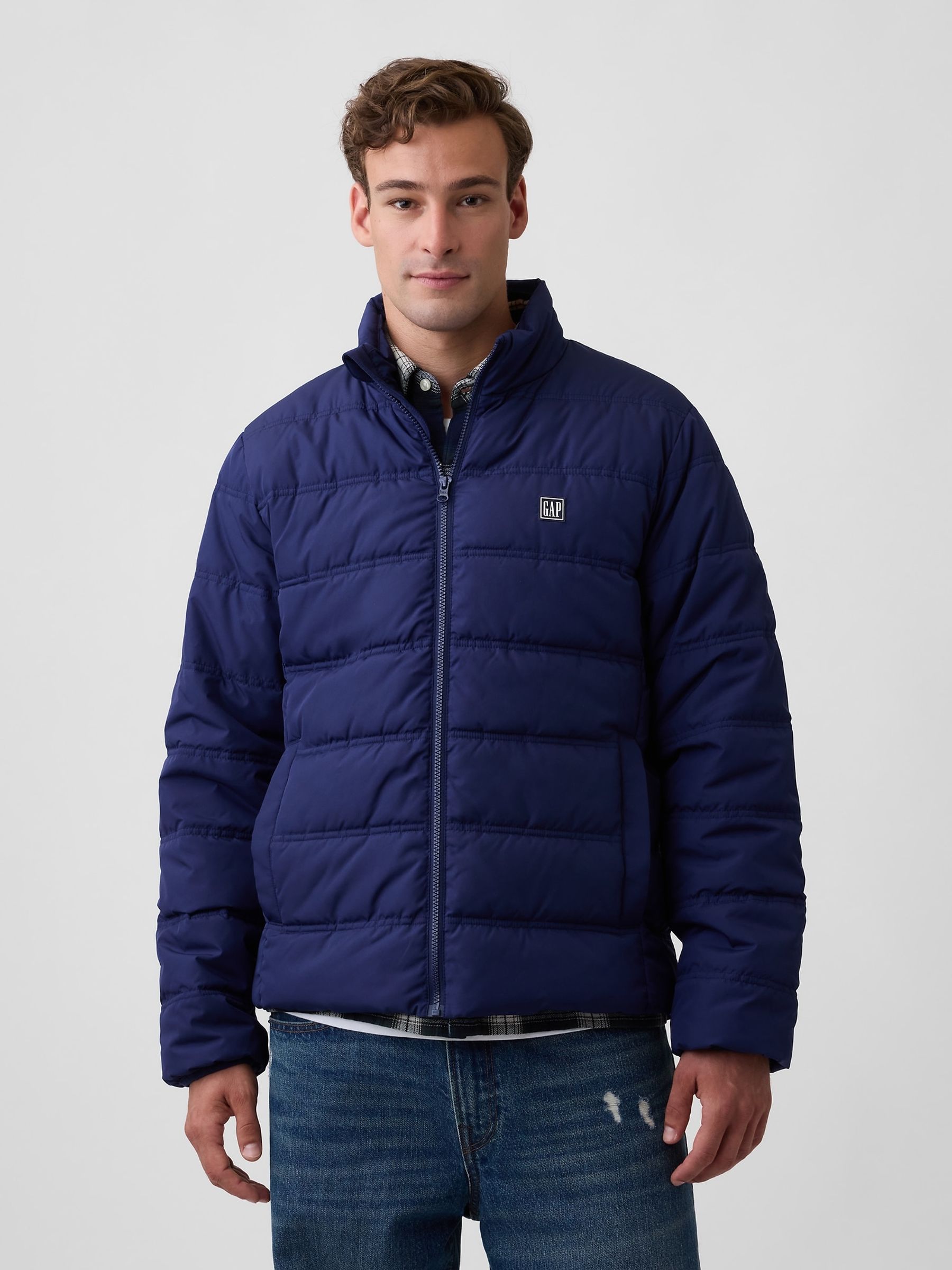 Navy Relaxed Puffer Jacket - Image 1 of 4