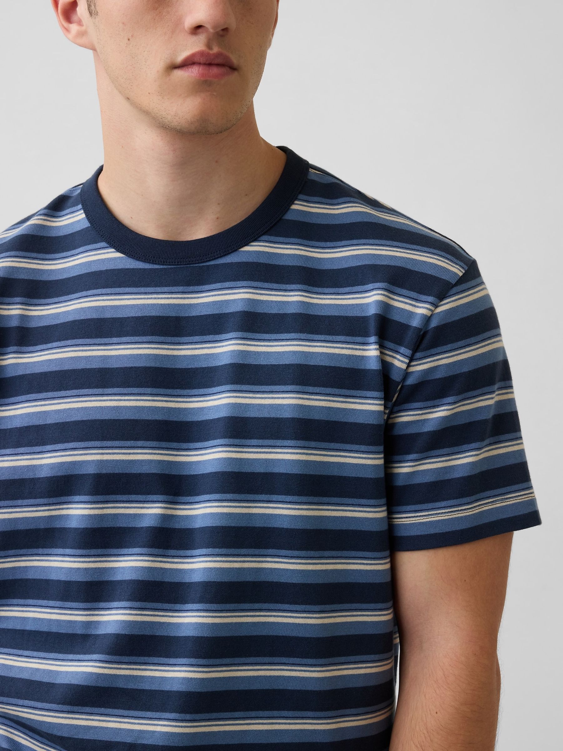 Blue Stripe Heavyweight Boxy Short Sleeve T-Shirt - Image 4 of 4