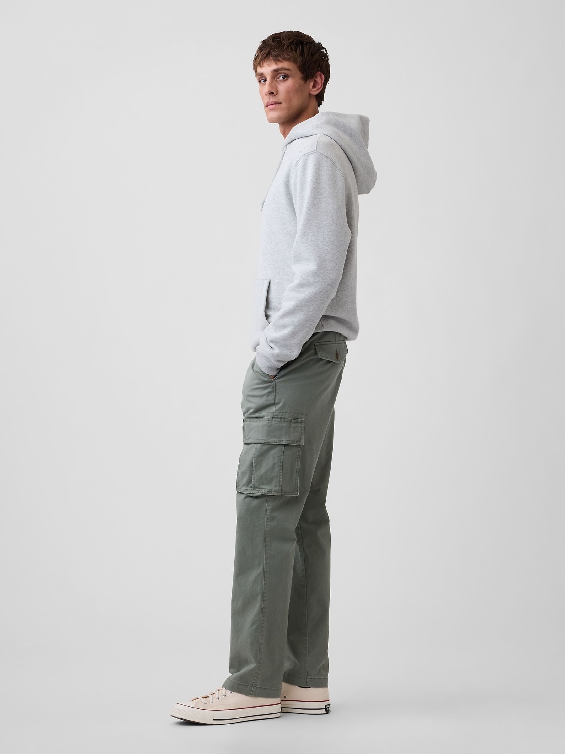 Green Essential Straight Cargo Trousers - Image 3 of 6