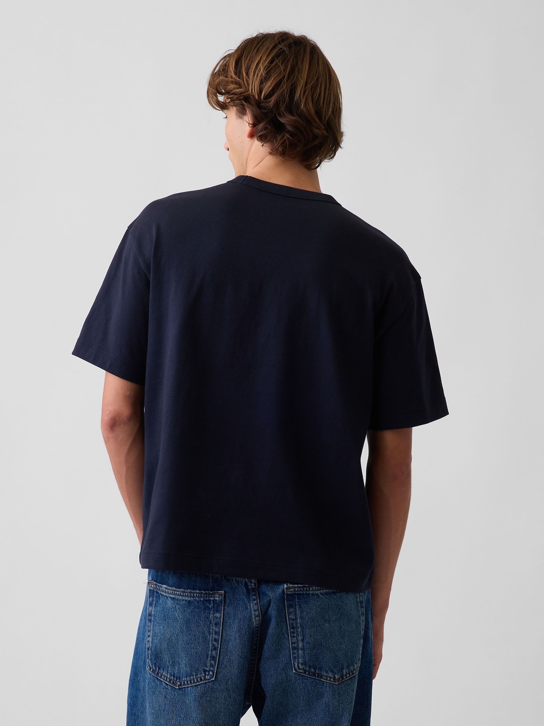 Navy Heavyweight Relaxed Gap Logo Crop T-Shirt - Image 2 of 4