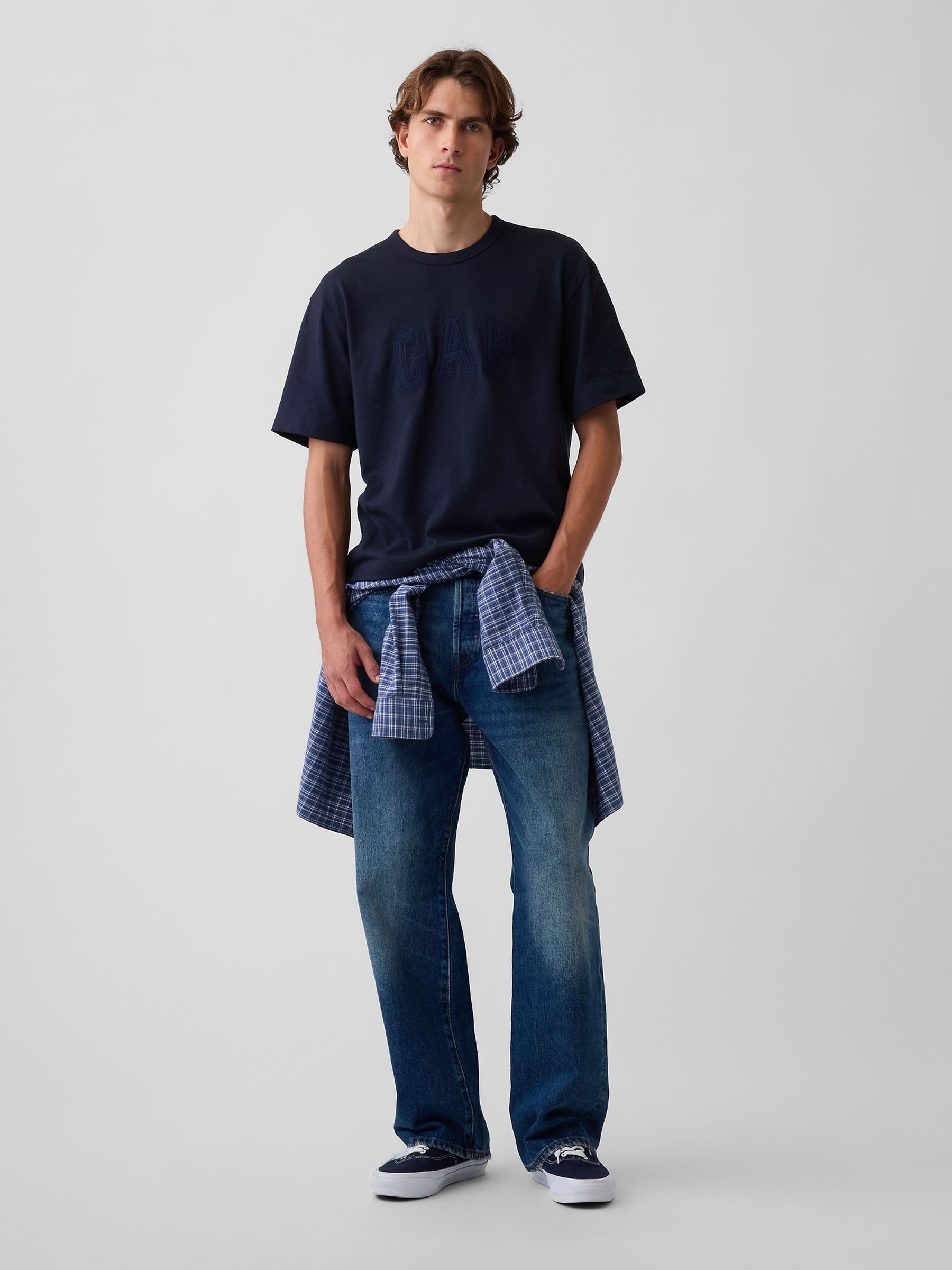 Navy Heavyweight Relaxed Gap Logo Crop T-Shirt - Image 3 of 4