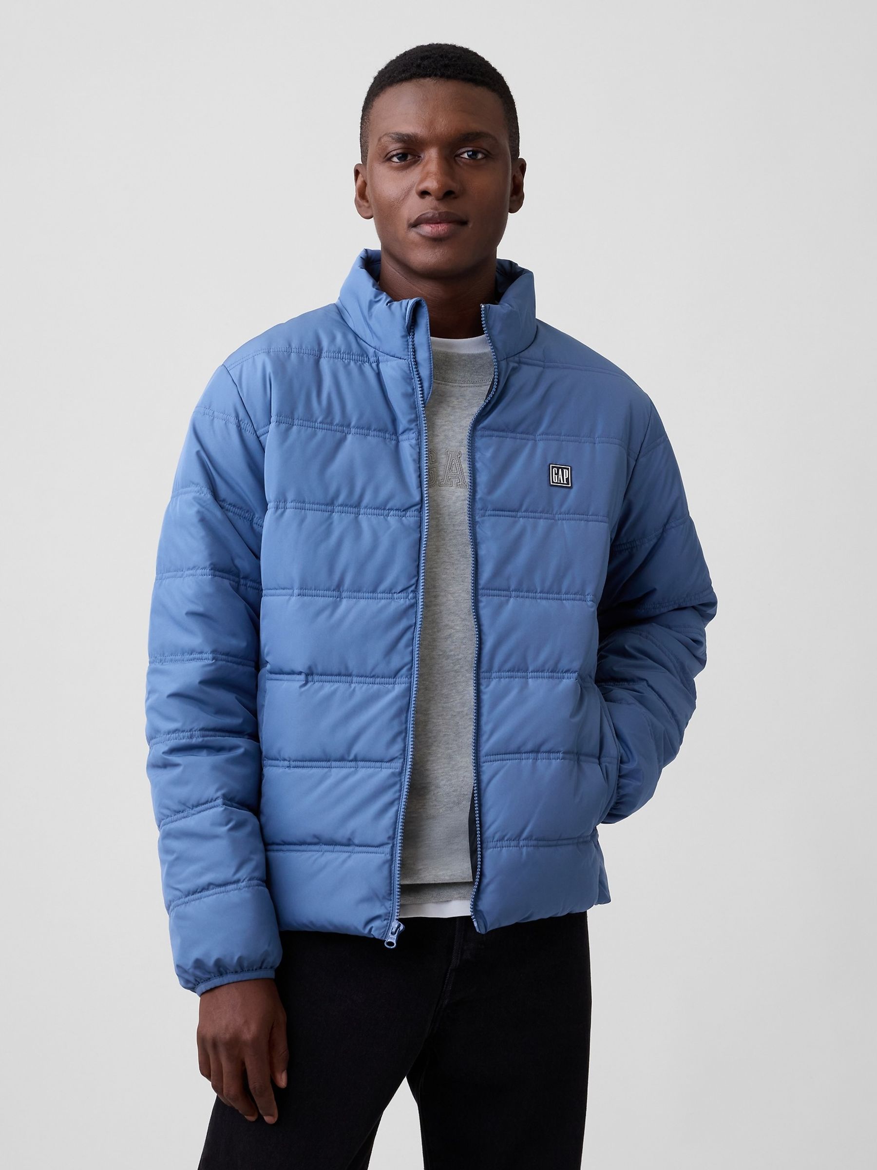 Blue Relaxed Puffer Jacket - Image 1 of 4