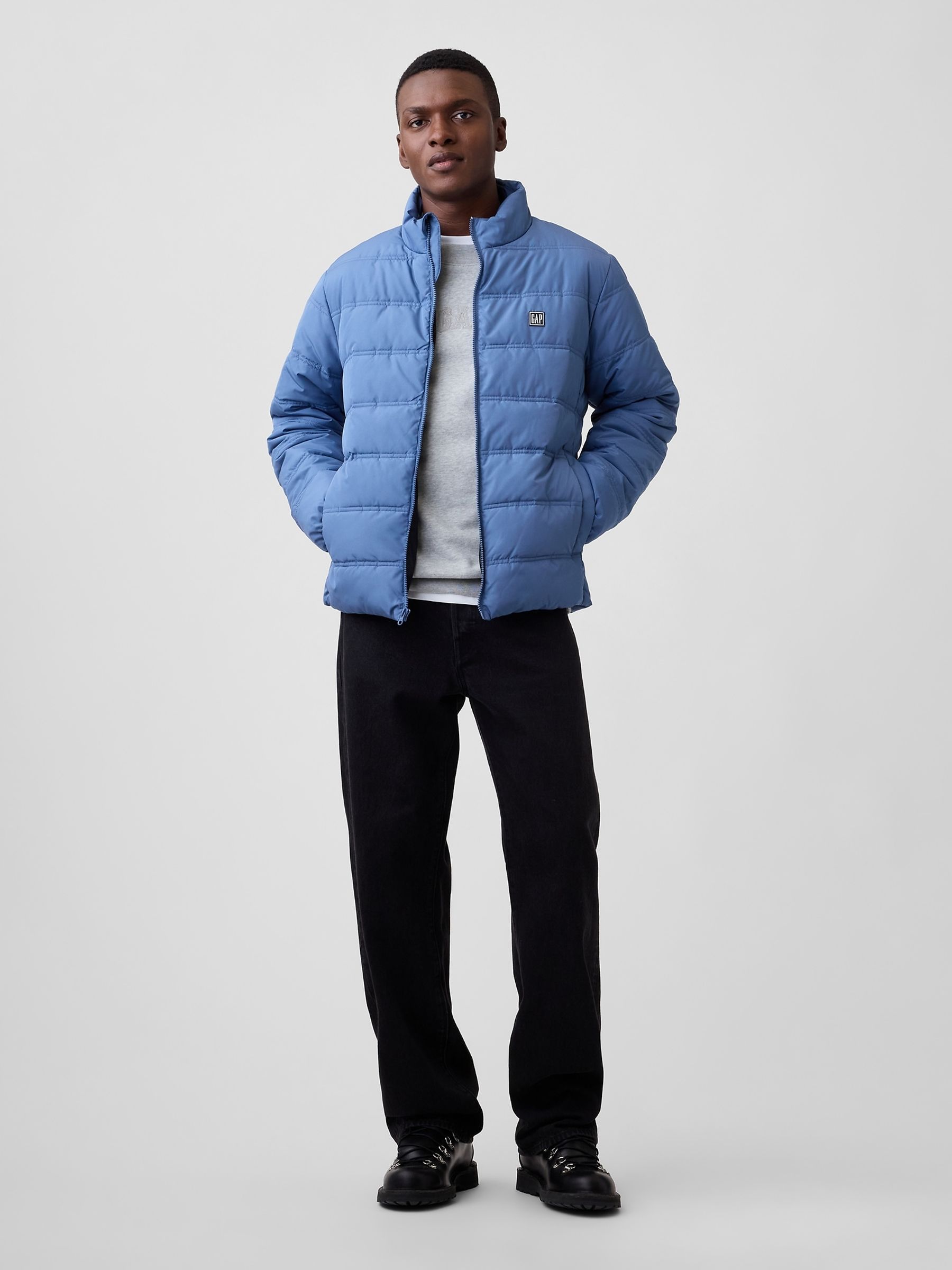Blue Relaxed Puffer Jacket - Image 3 of 4