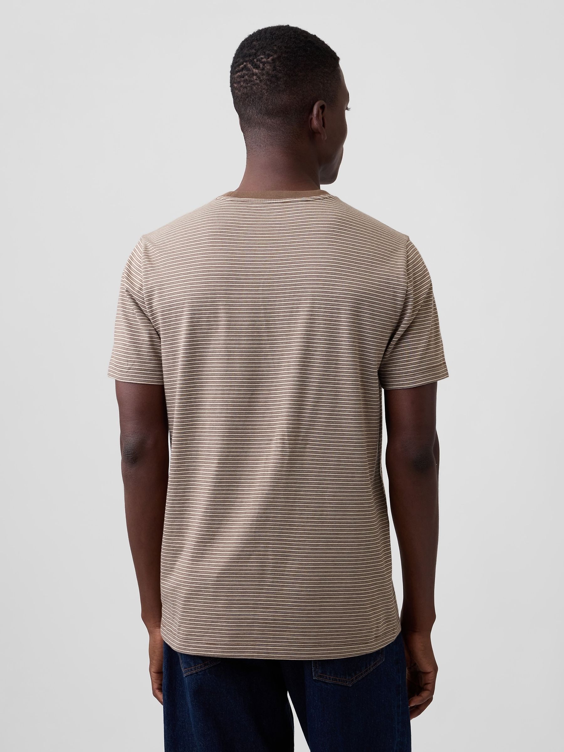 Khaki Green Stripe Pocket Short Sleeve T-Shirt - Image 2 of 4