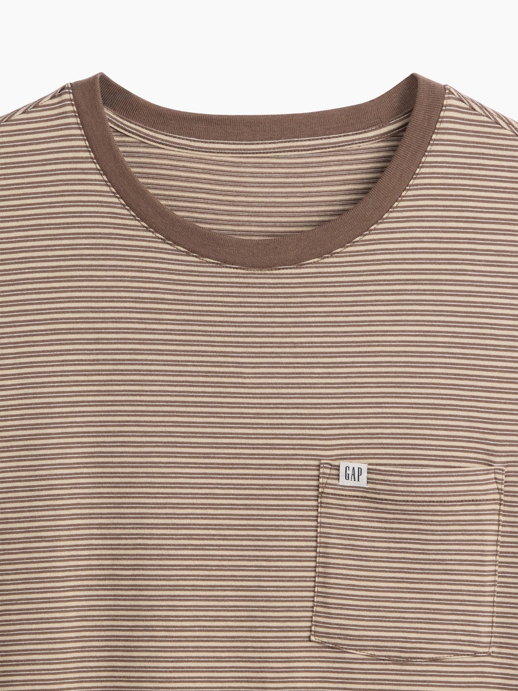 Khaki Green Stripe Pocket Short Sleeve T-Shirt - Image 4 of 4