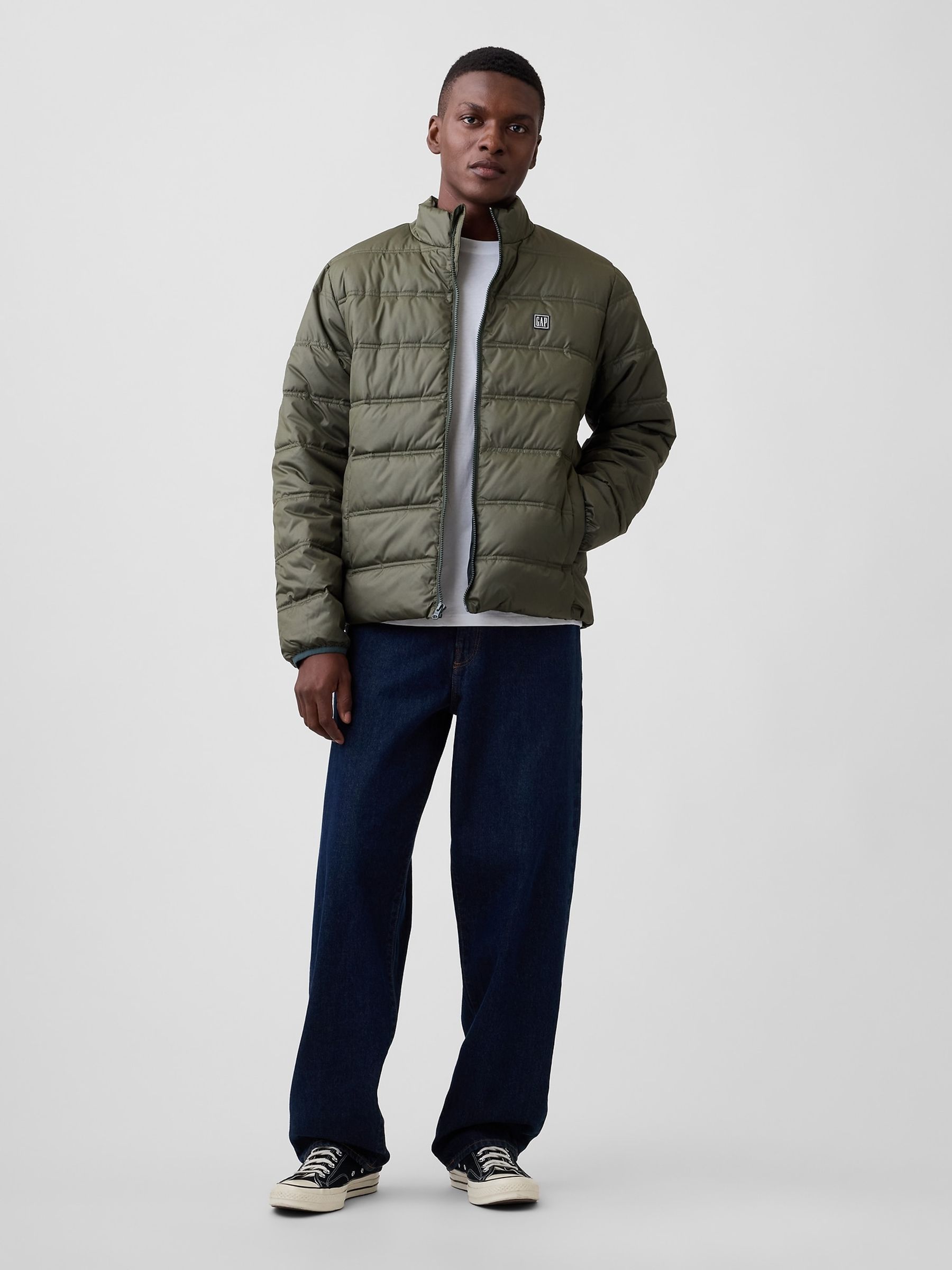 Green Relaxed Puffer Jacket - Image 3 of 4