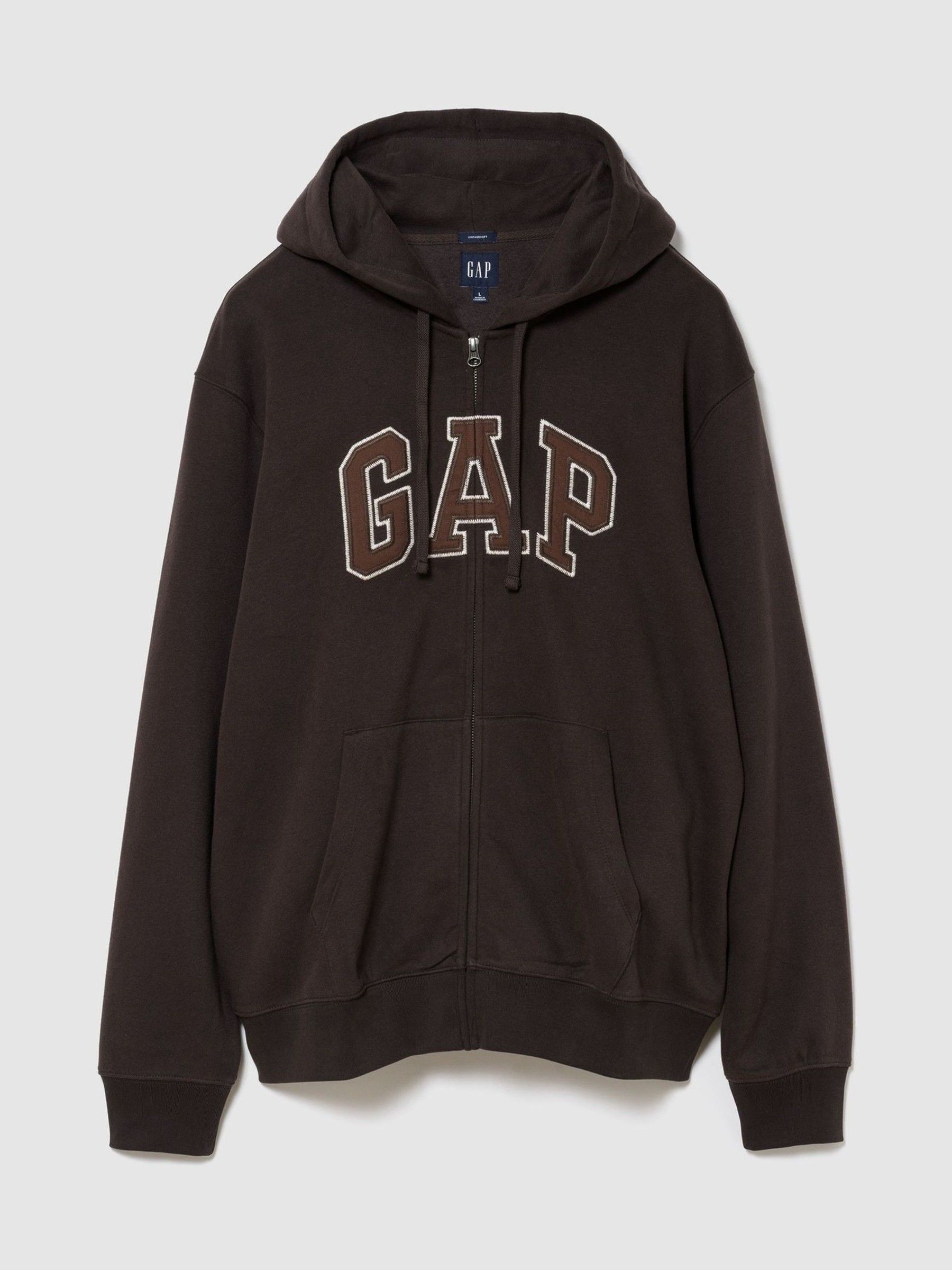Chocolate Brown Vintage Soft Arch Logo Zip-up Hoodie - Image 1 of 3 Chocolate Brown Vintage Soft Arch Logo Zip-up Hoodie - Image 1 of 3