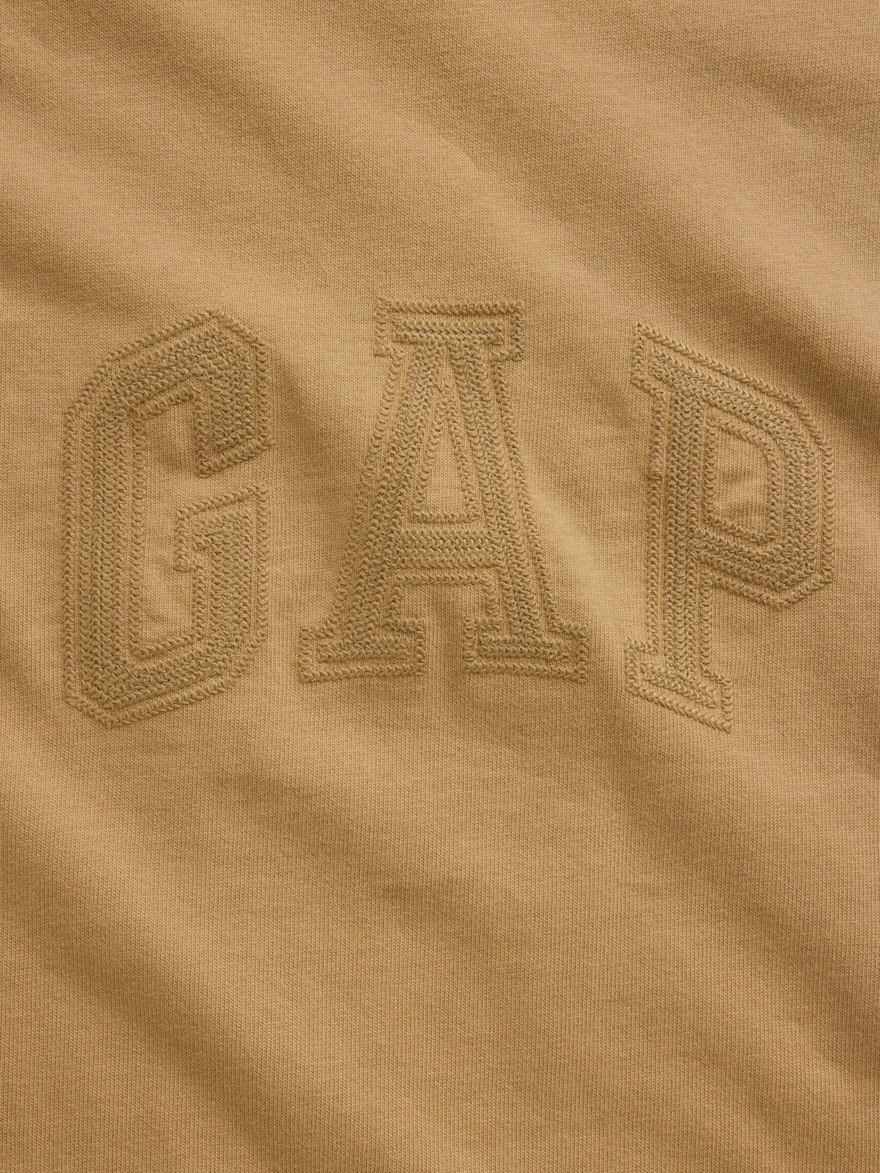 Tan Brown Heavyweight Relaxed Gap Logo Crop T-Shirt - Image 4 of 4