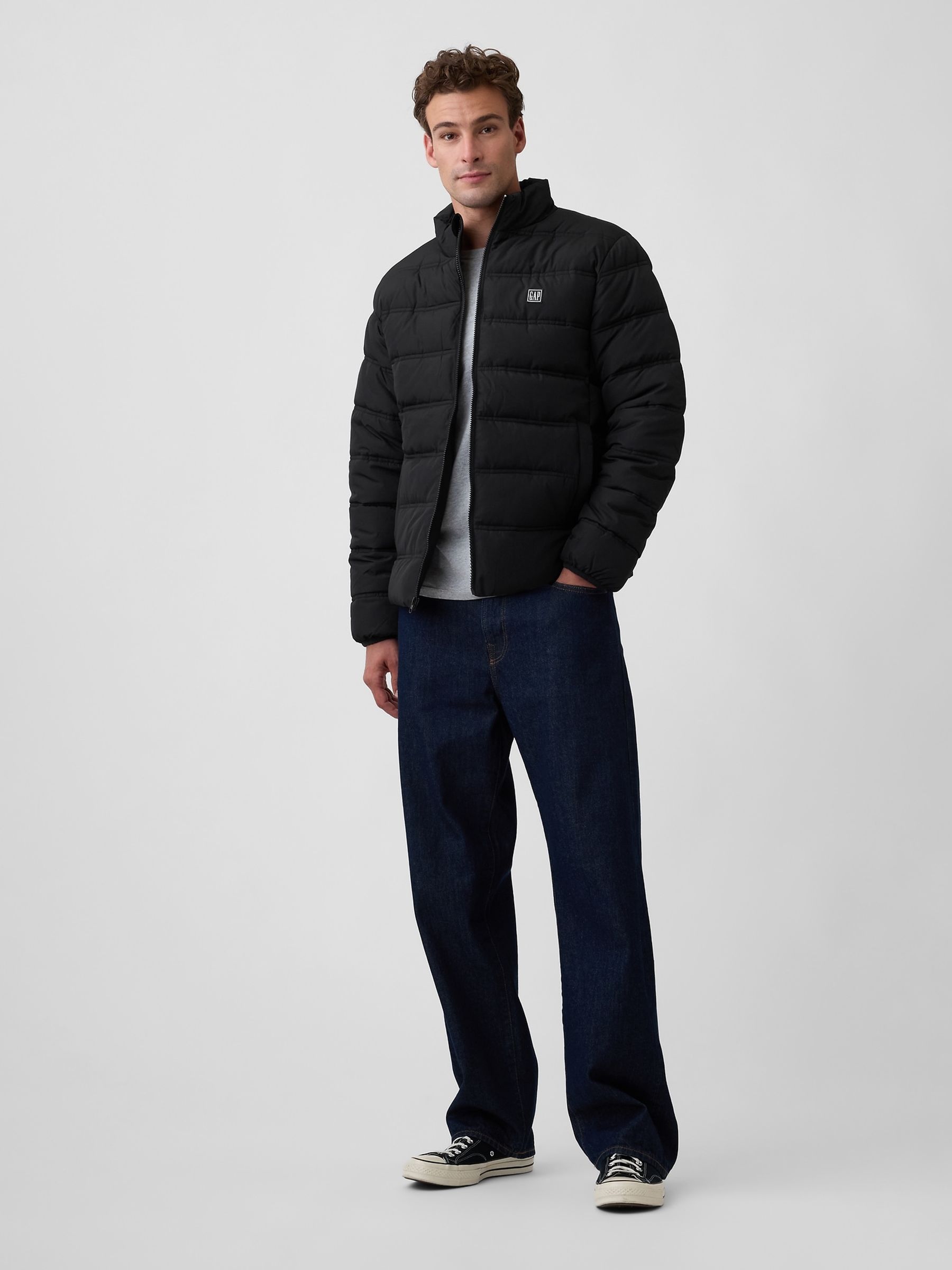 Black Relaxed Puffer Jacket - Image 3 of 4