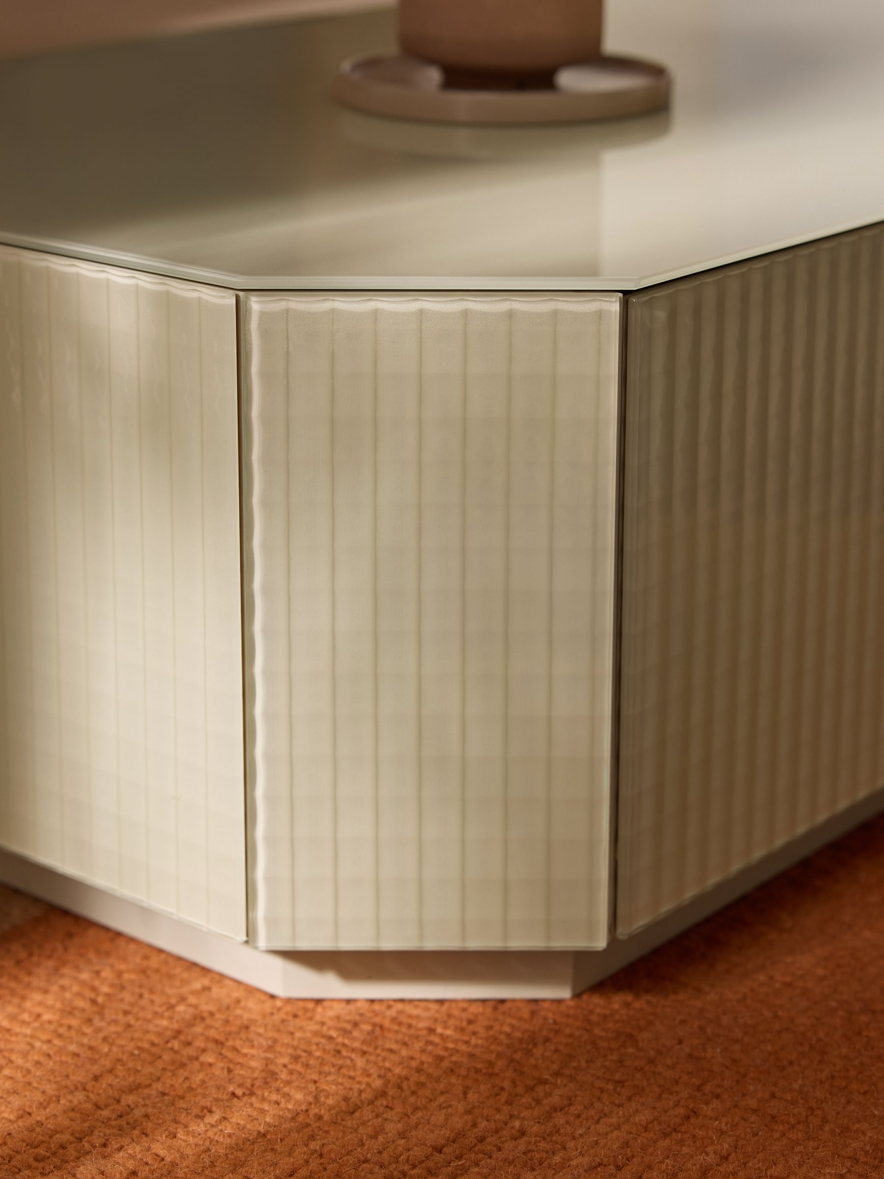Anya Glass Storage Coffee Table in Ecru Natural - Image 2 of 5