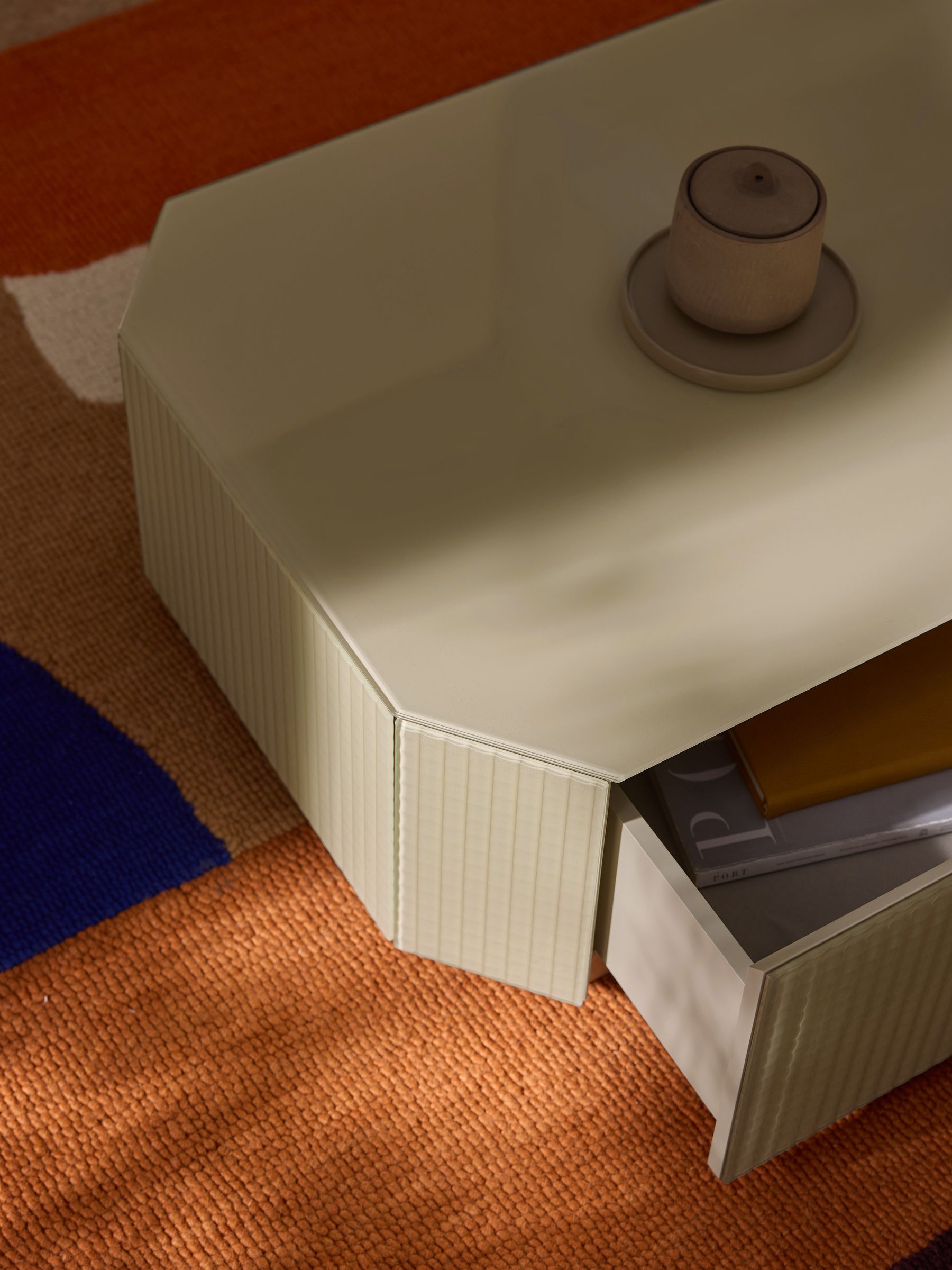 Anya Glass Storage Coffee Table in Ecru Natural - Image 3 of 5