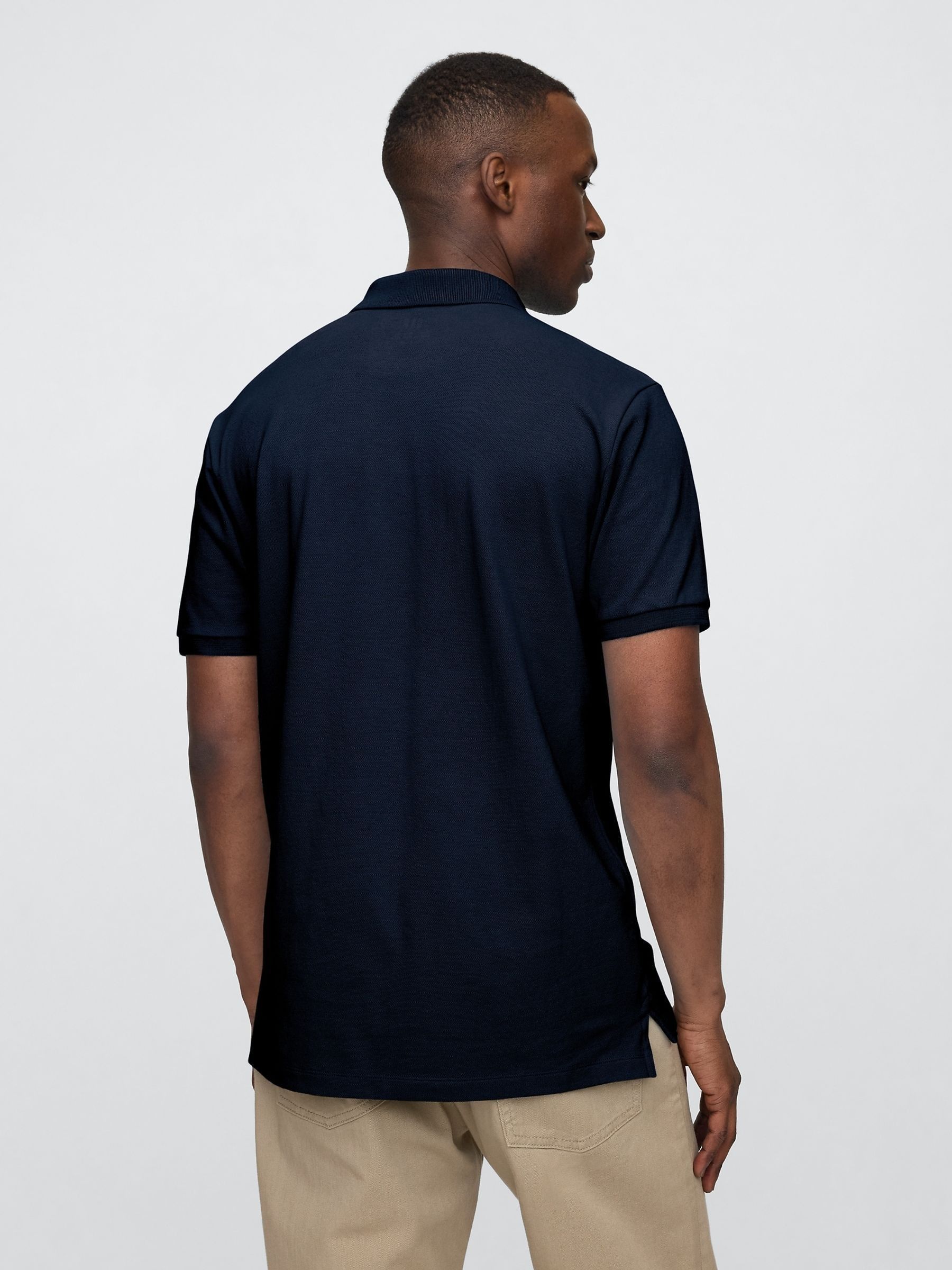 Navy Stretch Pique Polo Shirt - Image 2 of 5