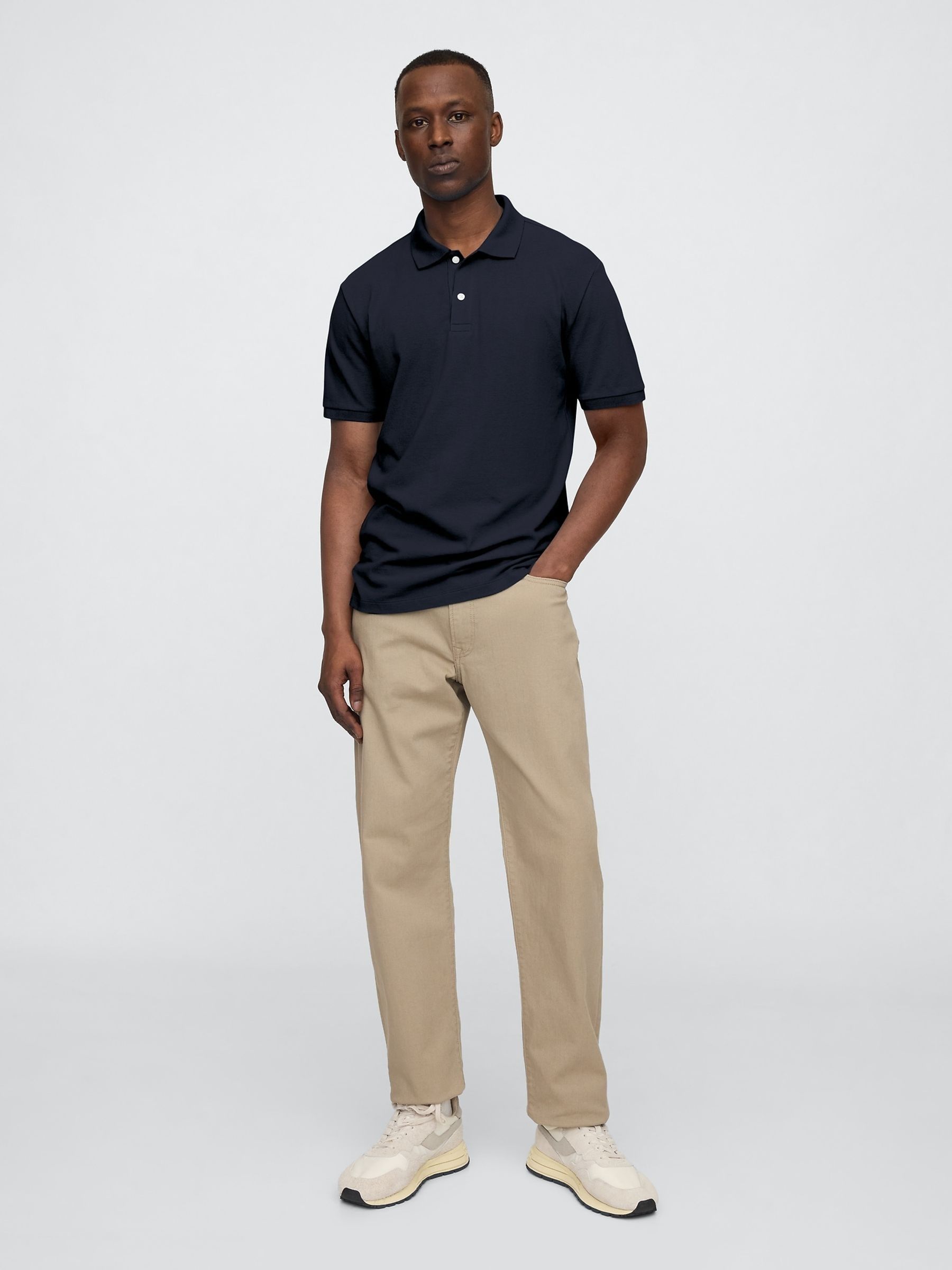 Navy Stretch Pique Polo Shirt - Image 3 of 5