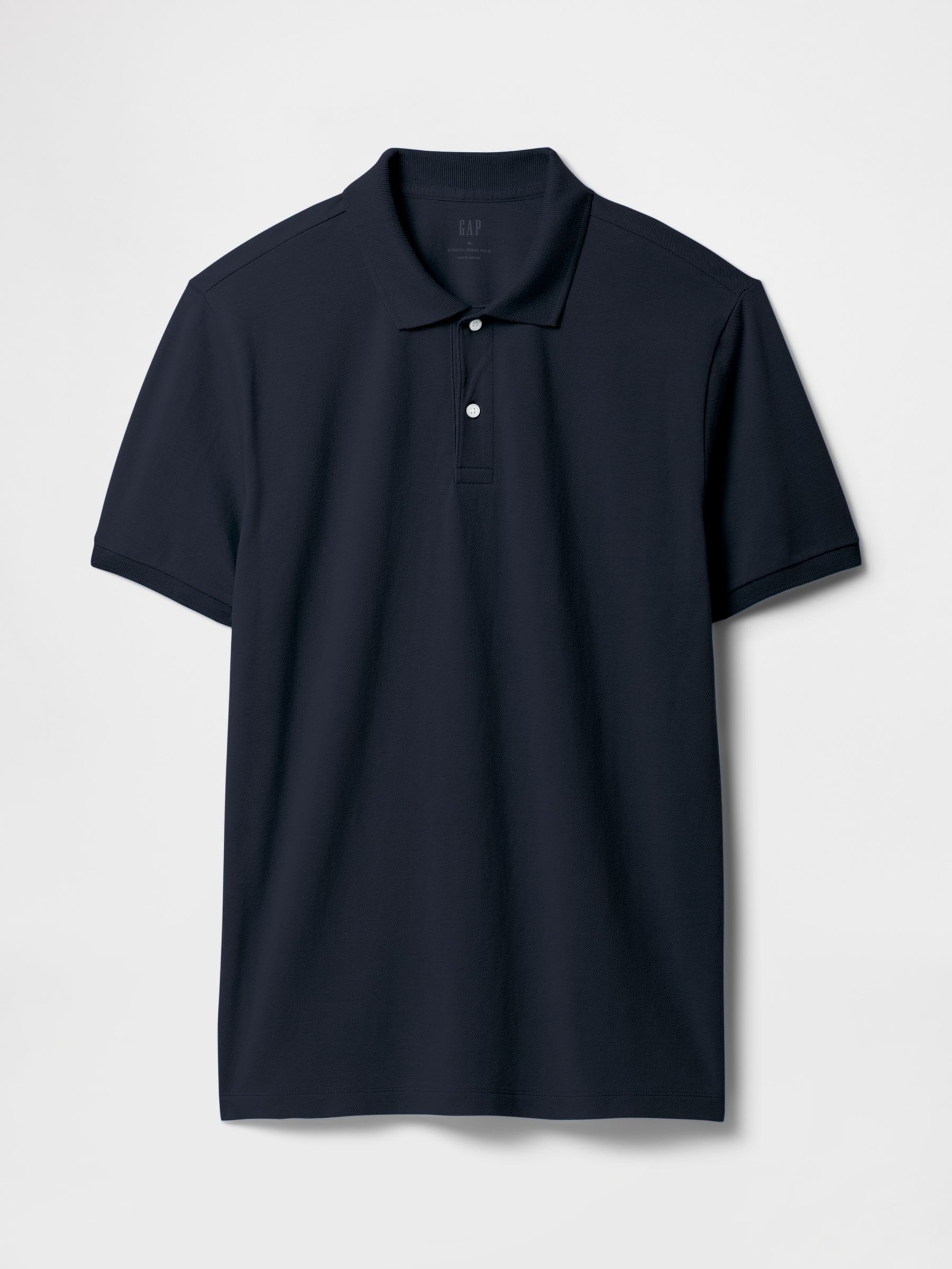 Navy Stretch Pique Polo Shirt - Image 4 of 5