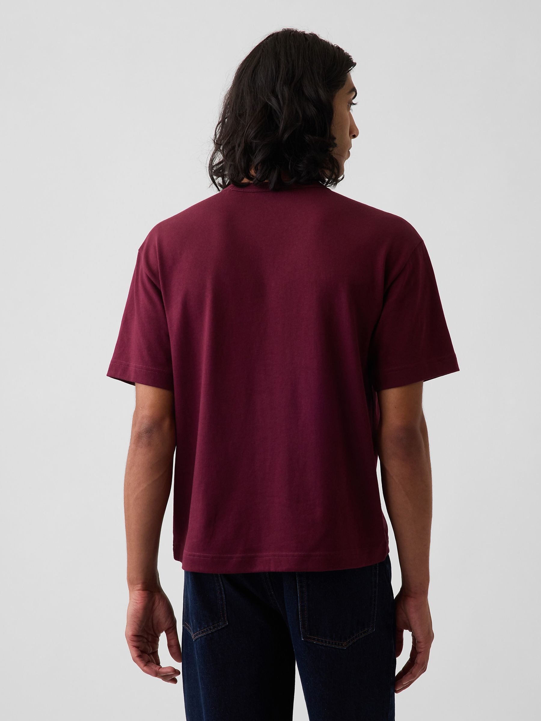Burgundy Red Heavyweight Relaxed Gap Logo Crop T-Shirt - Image 2 of 4