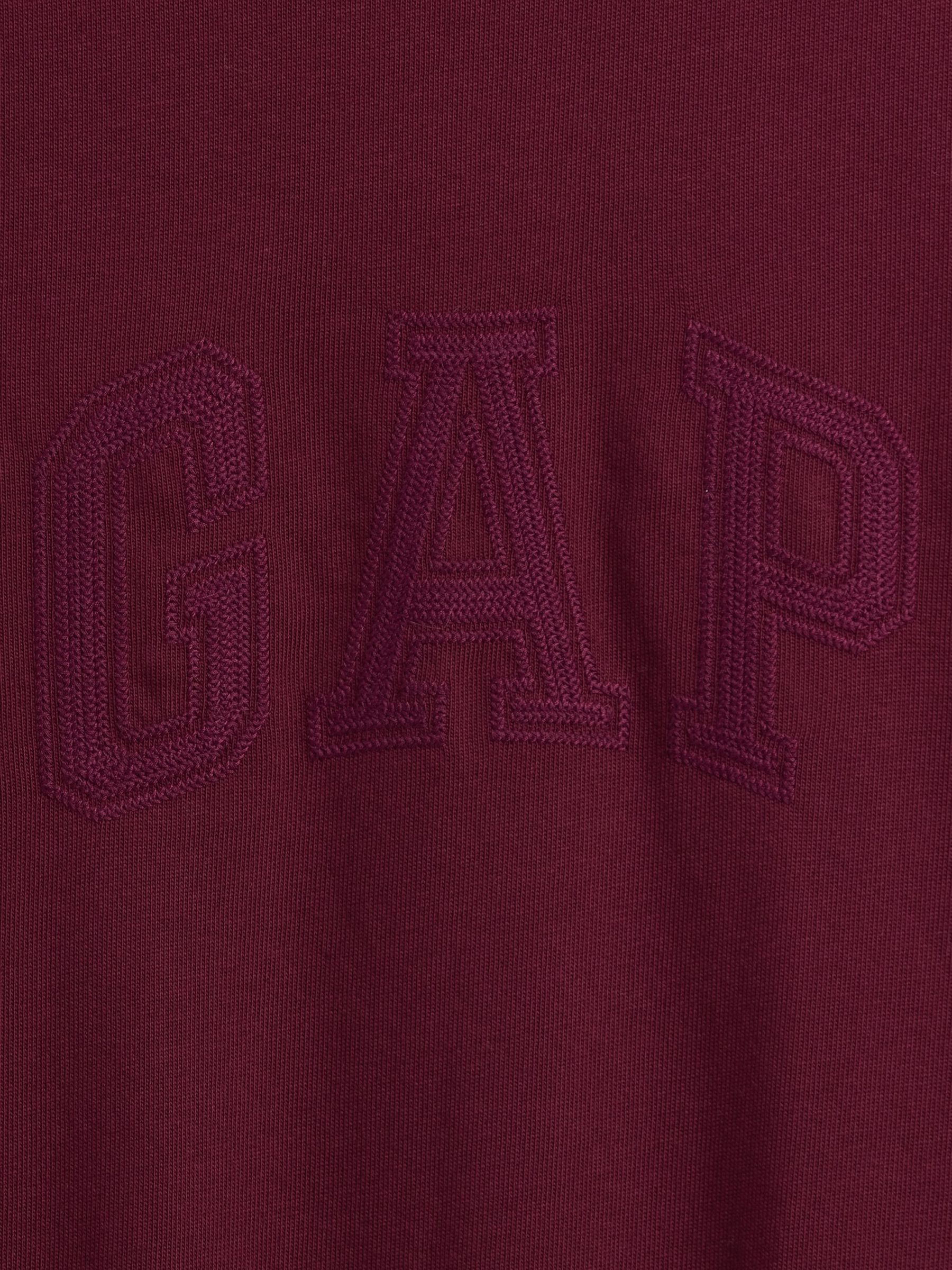 Burgundy Red Heavyweight Relaxed Gap Logo Crop T-Shirt - Image 4 of 4