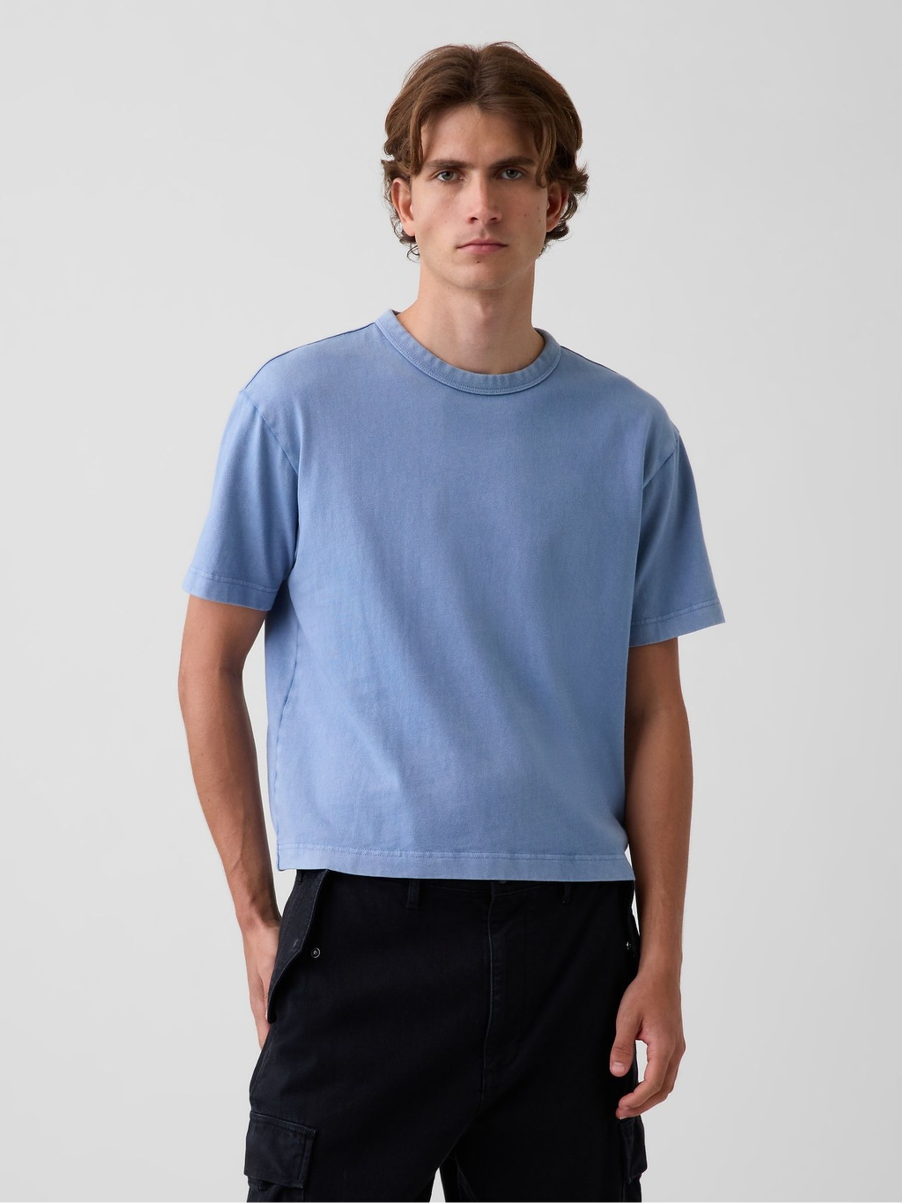 Blue Heavyweight Boxy T-Shirt - Image 1 of 5 Blue Heavyweight Boxy T-Shirt - Image 1 of 5