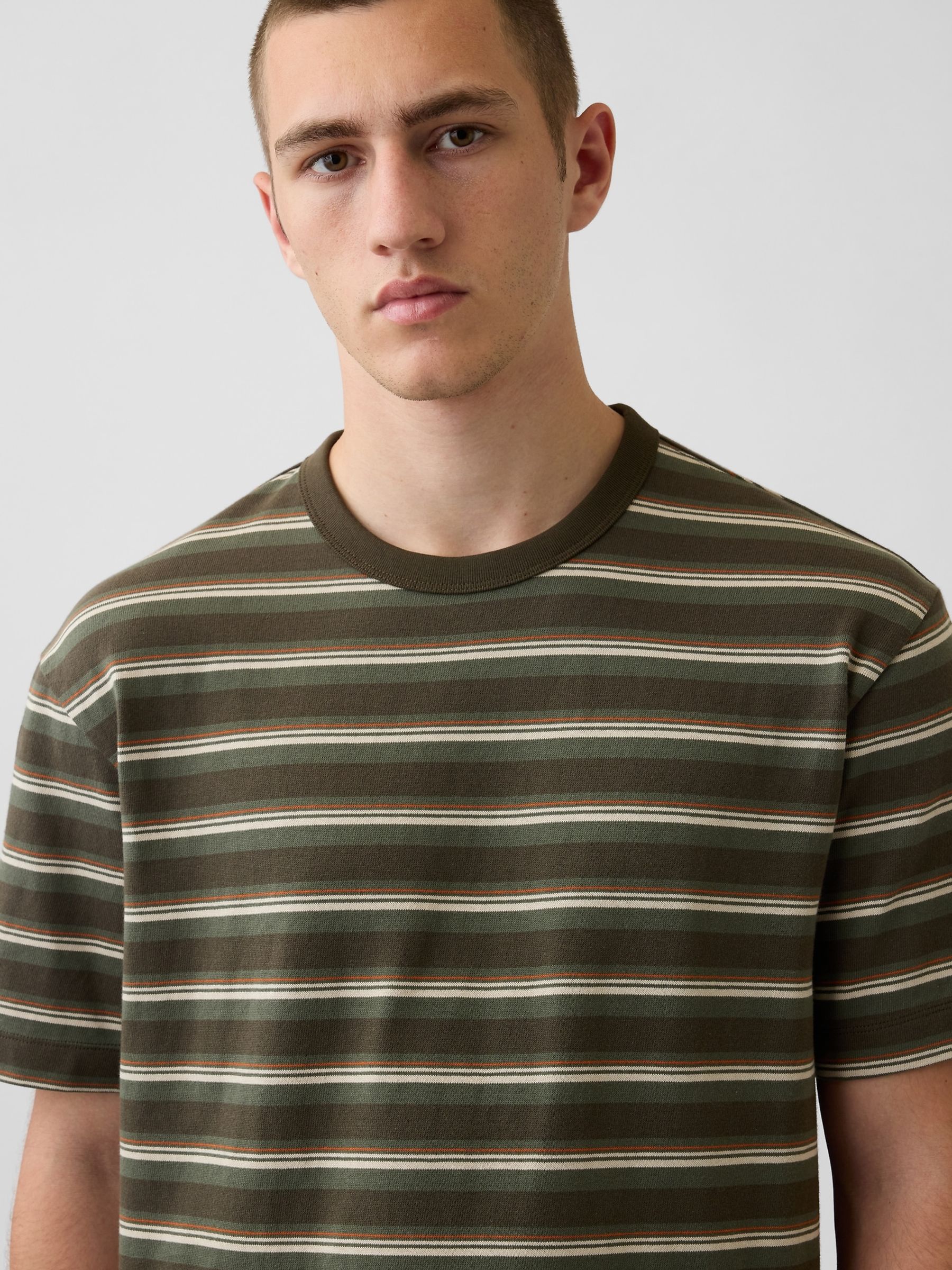 Green Stripe Heavyweight Boxy Short Sleeve T-Shirt - Image 4 of 4