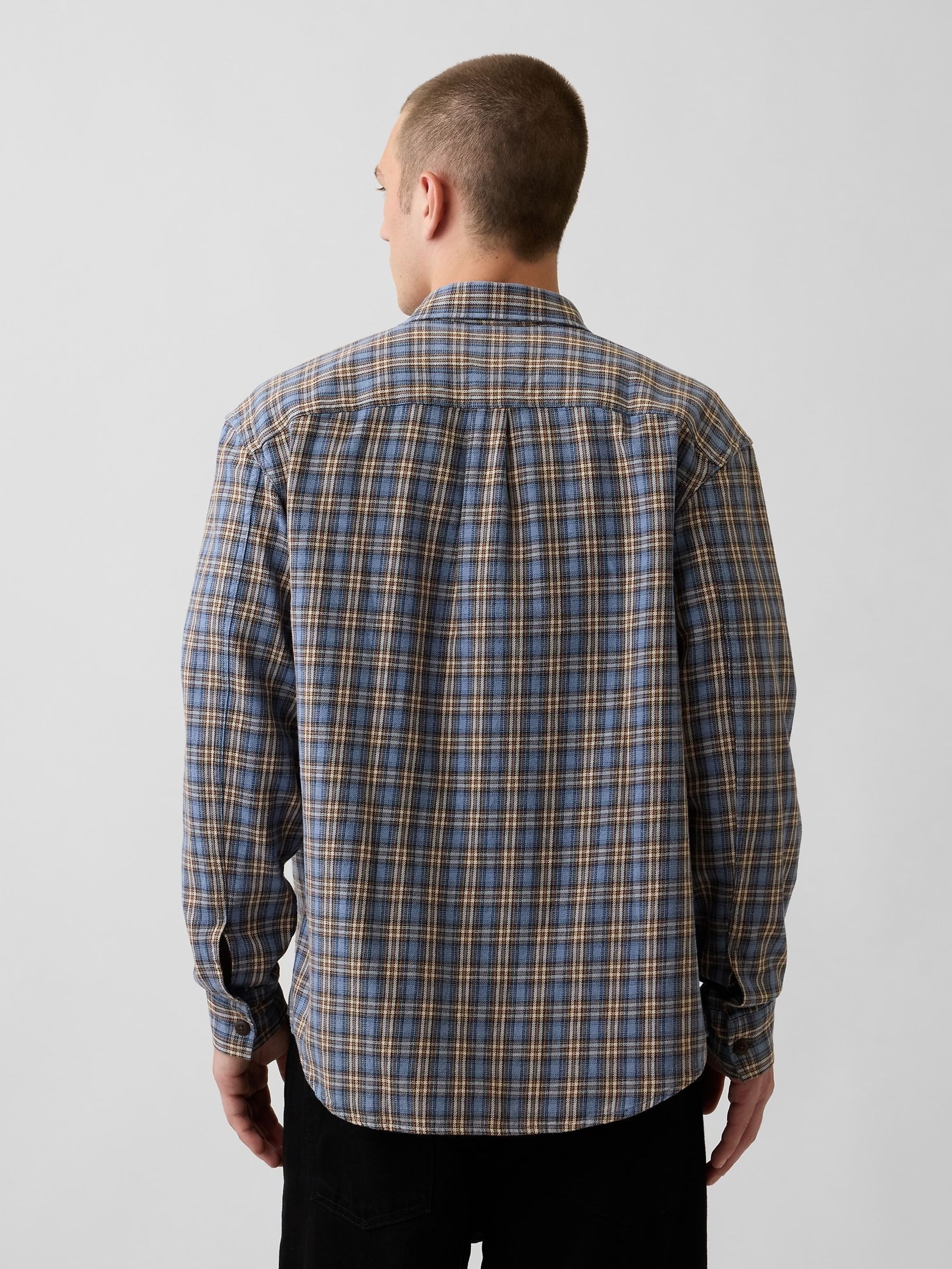 Blue Sunwashed Twill Relaxed Check Shirt - Image 2 of 4