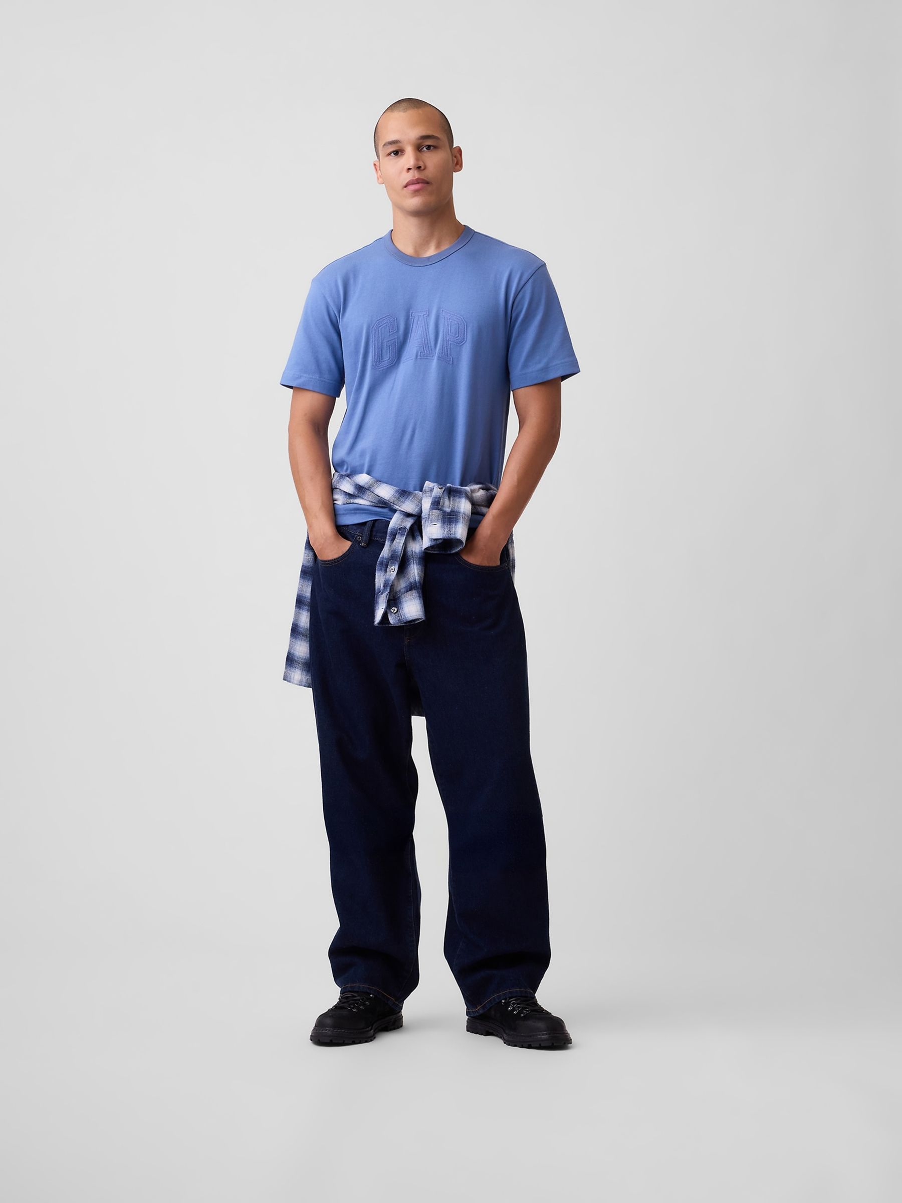 Blue Heavyweight Relaxed Gap Logo Crop T-Shirt - Image 3 of 4