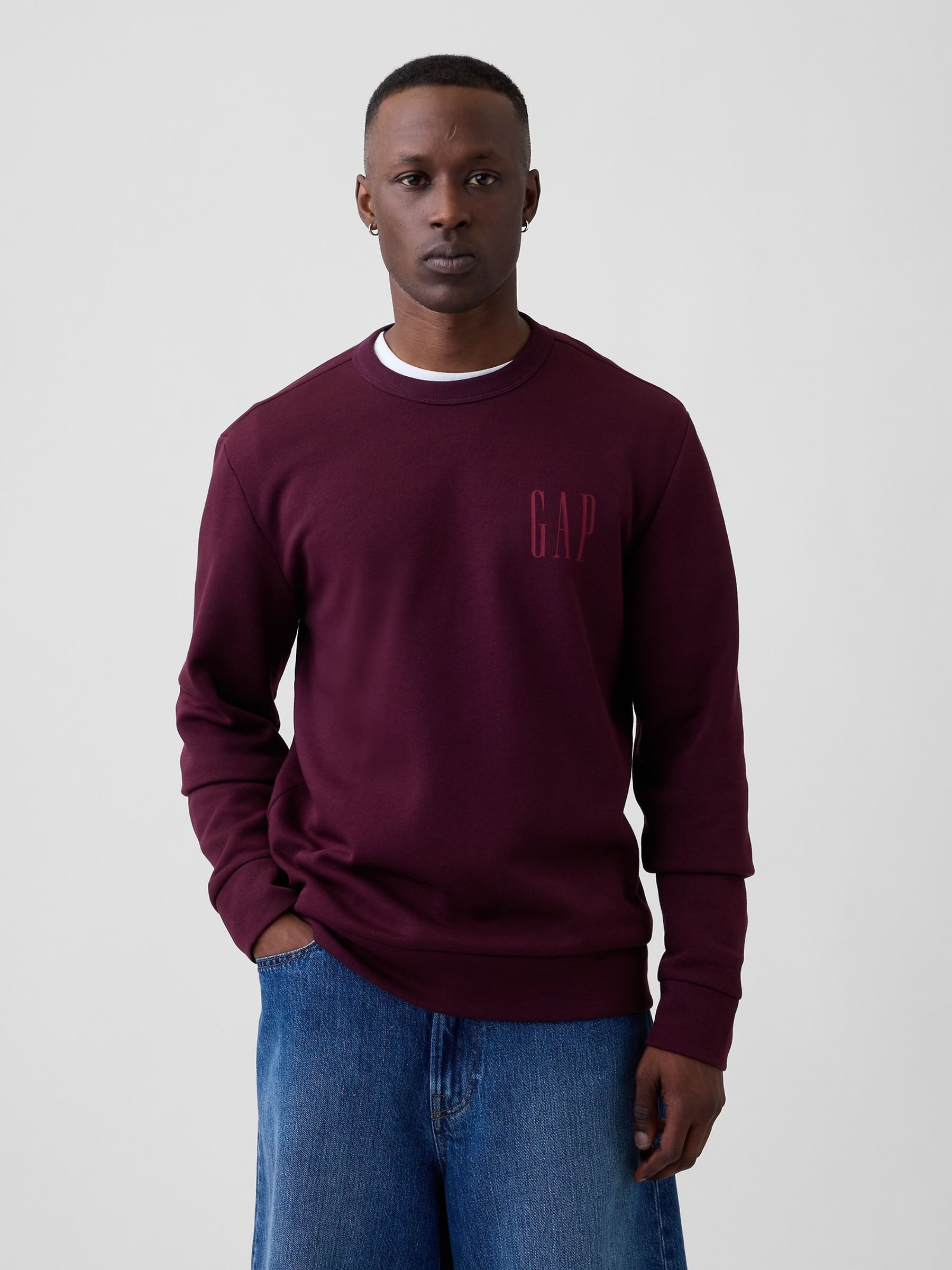 Burgundy Red Logo Crew Neck Sweatshirt - Image 1 of 4